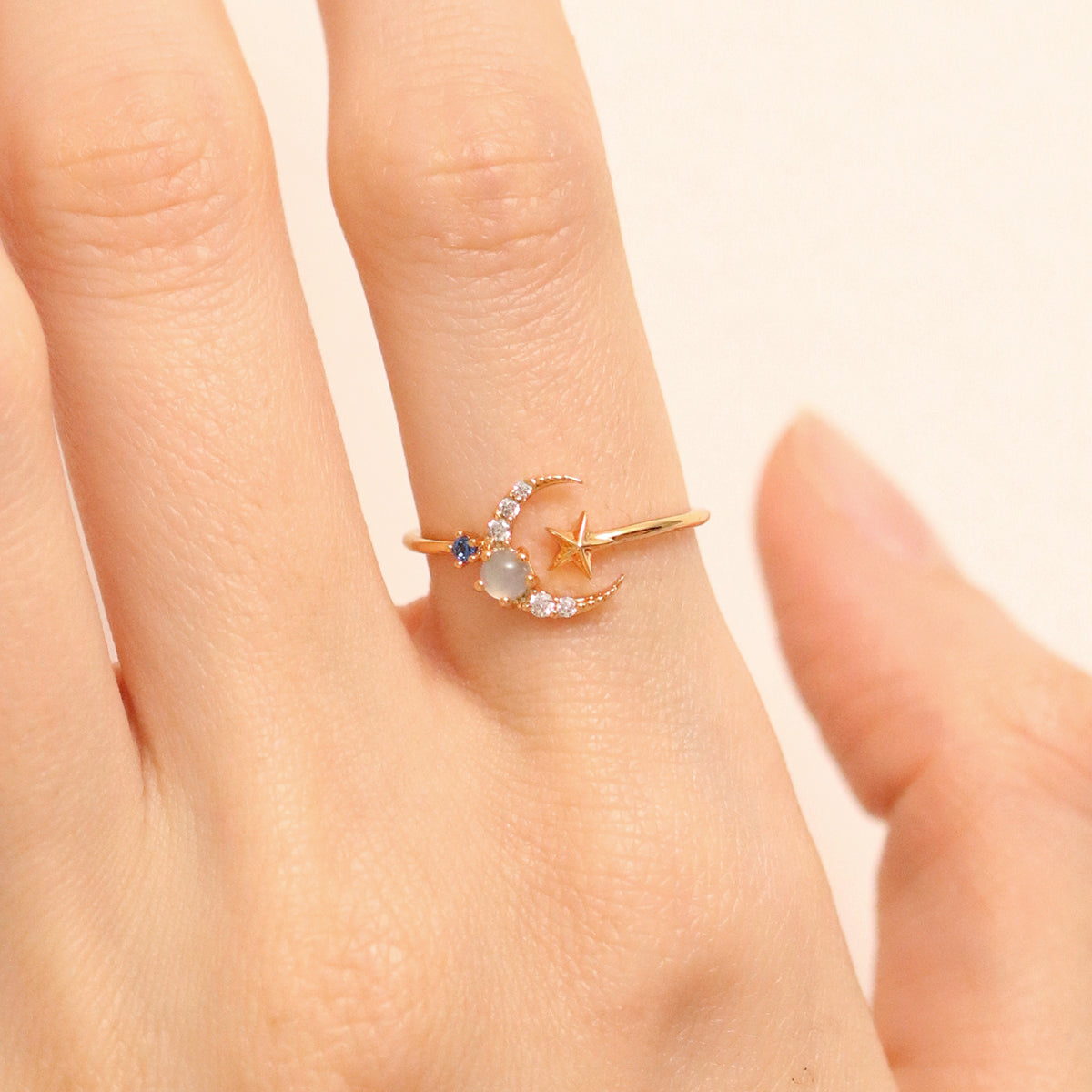 Moon Cubic Moonstone Ring – Elegant Sterling Silver Jewelry for Women, Perfect for Weddings, Parties & Everyday Wear
