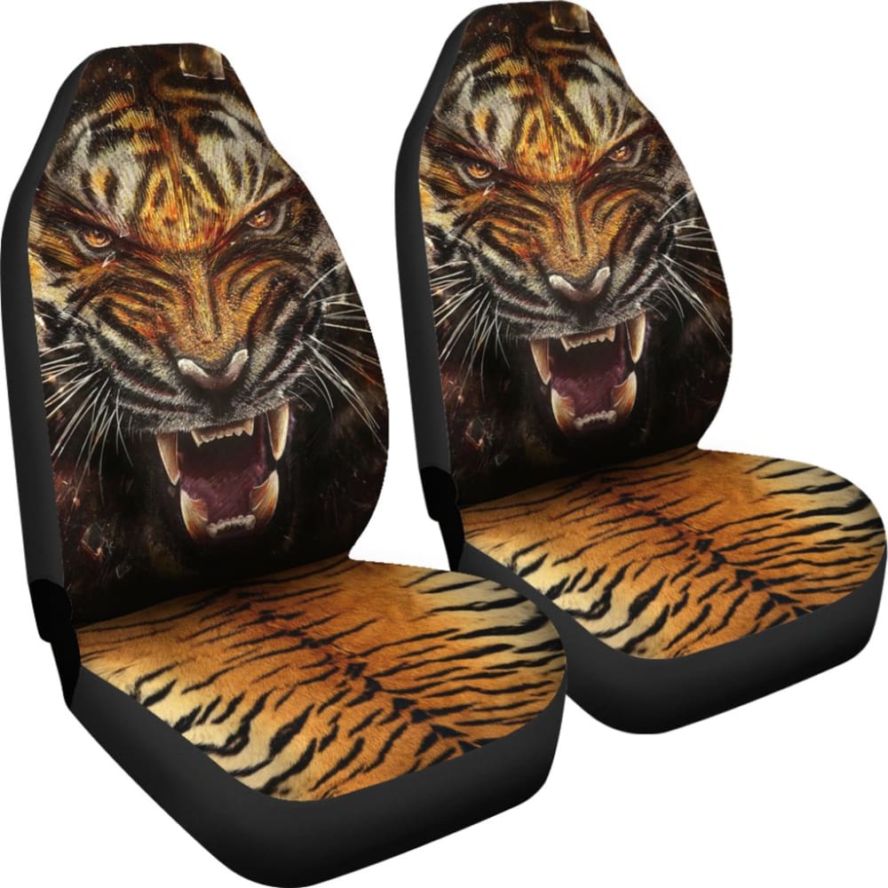 Angry Tiger Roar Car Seat Covers 212204 - Premium Universal Fit for Cars, SUVs & Trucks - Wild Animal Print Auto Accessories for Stylish Protection (Perfect for Road Trips & Daily Commutes)