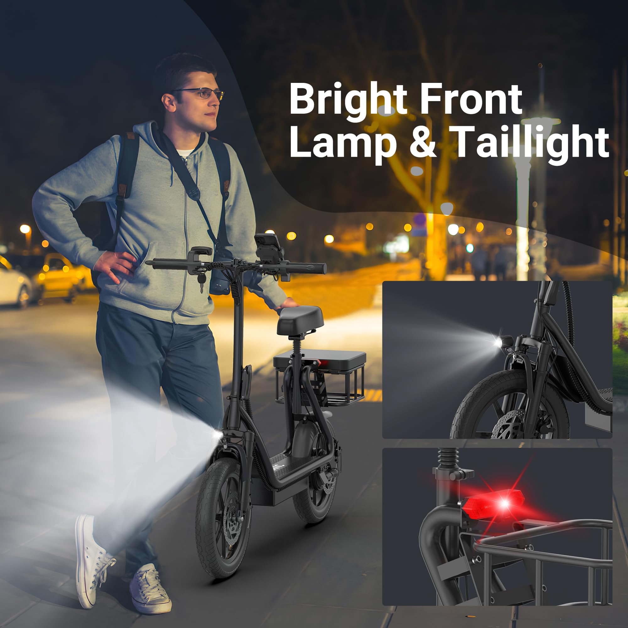 NAVIC Electric Scooter for Adults - 350W/750W Peak Motor, 19-49 Mile Range, 19-22 MPH Top Speed - Foldable E-Scooter with Dual Brake & Suspension System - Perfect for Commuting, Campus Travel & Urban Exploration