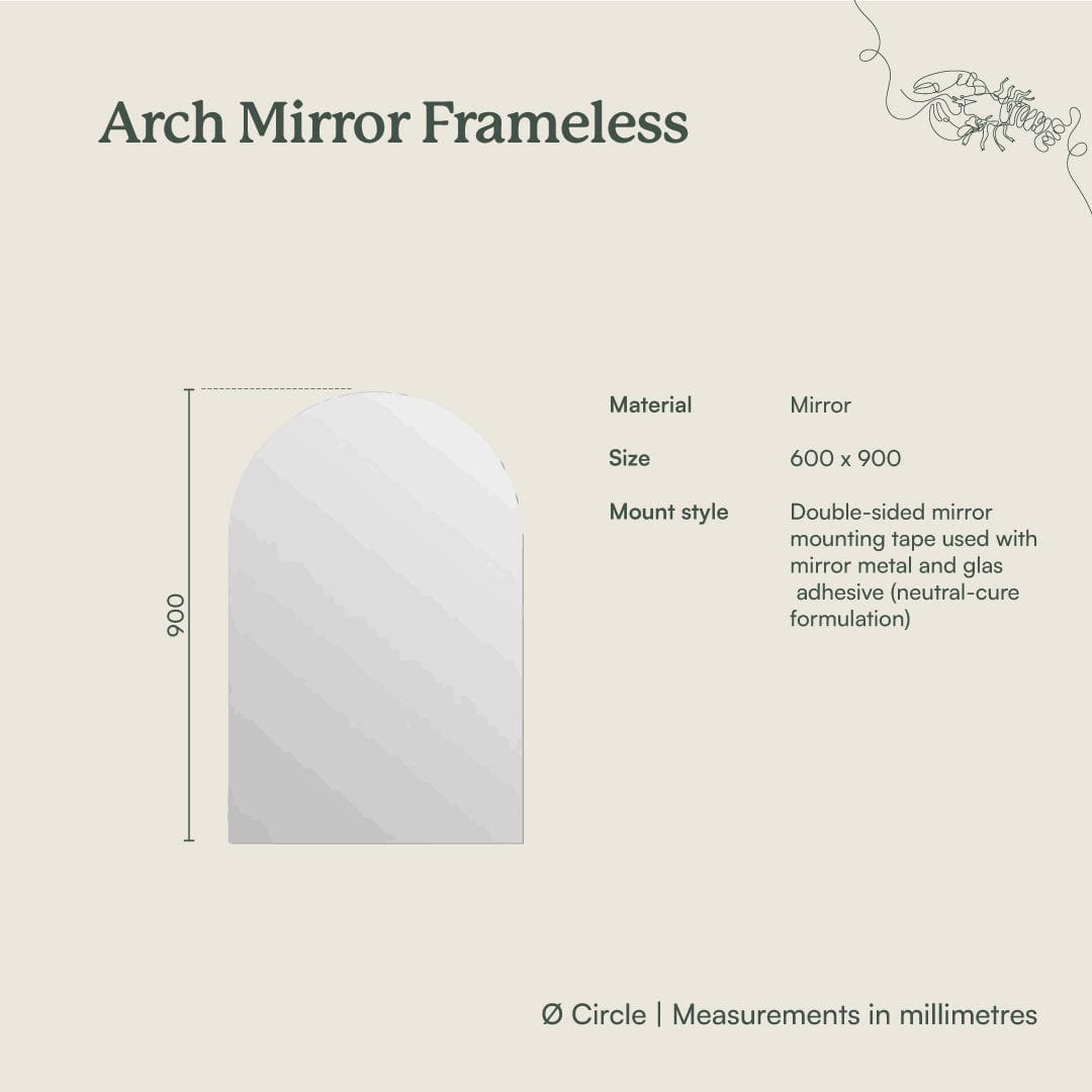 Frameless Arch Mirror - Elegant Wall Decor for Bathroom, Bedroom & Living Room - Perfect for Home and Office Decor
