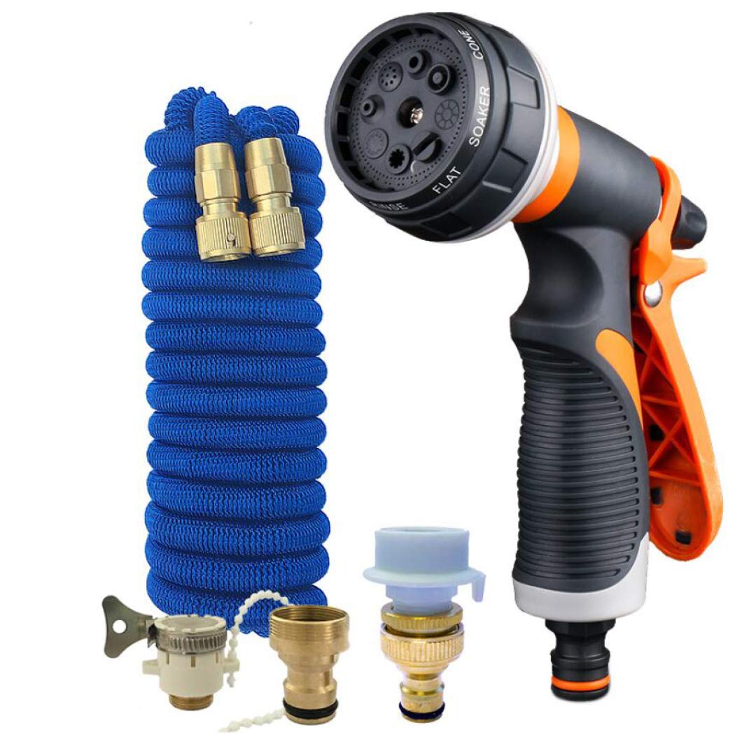 DPPAN 75FT Expanding Garden Hose with Double Latex Core, 3/4 Inch Solid Fittings - Flexible & Durable Water Hose for Gardening, Car Washing, Lawn Watering & Outdoor Cleaning (Blue, 22.5M)