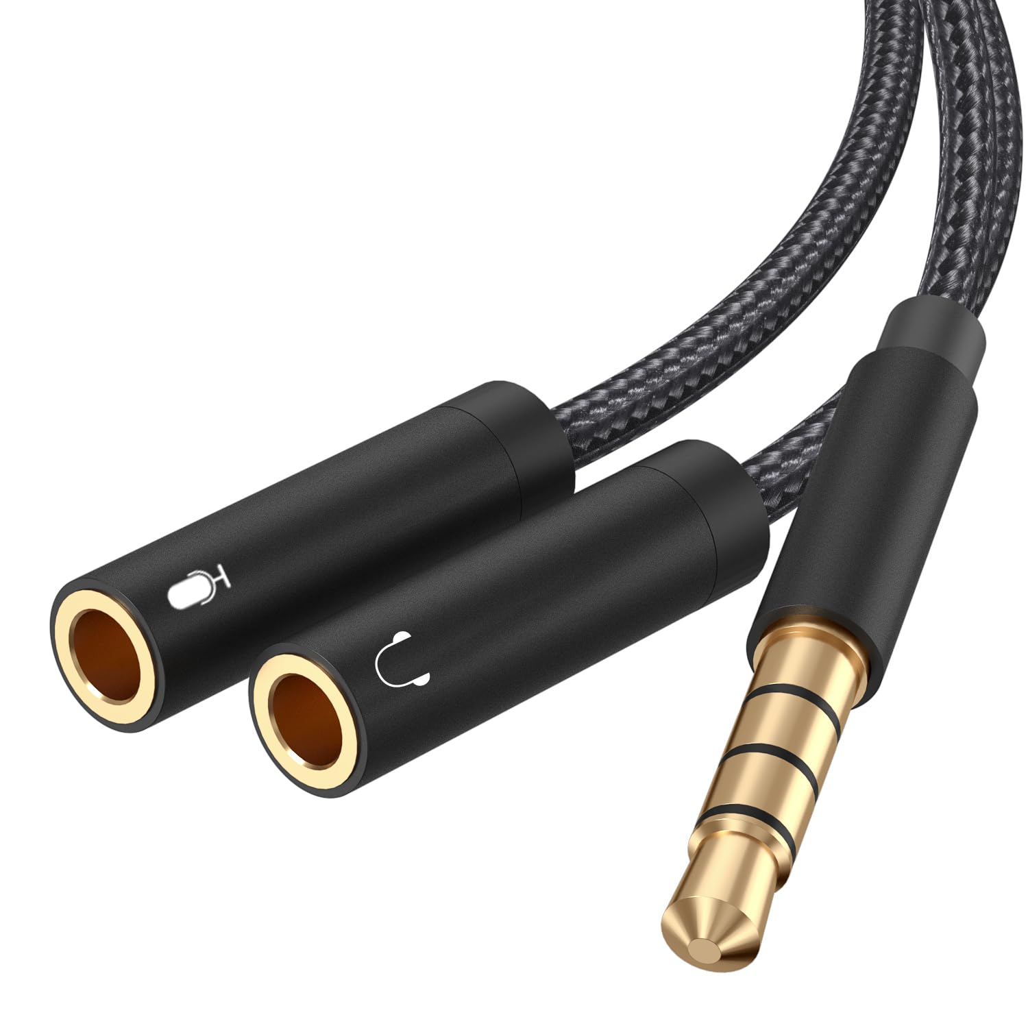 Froggen 3.5mm Headphone Mic Splitter Adapter - Male to Dual Female Audio Y Cable for Gaming Headsets on PS4, Xbox One, PC, Laptop & Smartphone - Perfect for Streaming, Online Gaming & Conference Calls