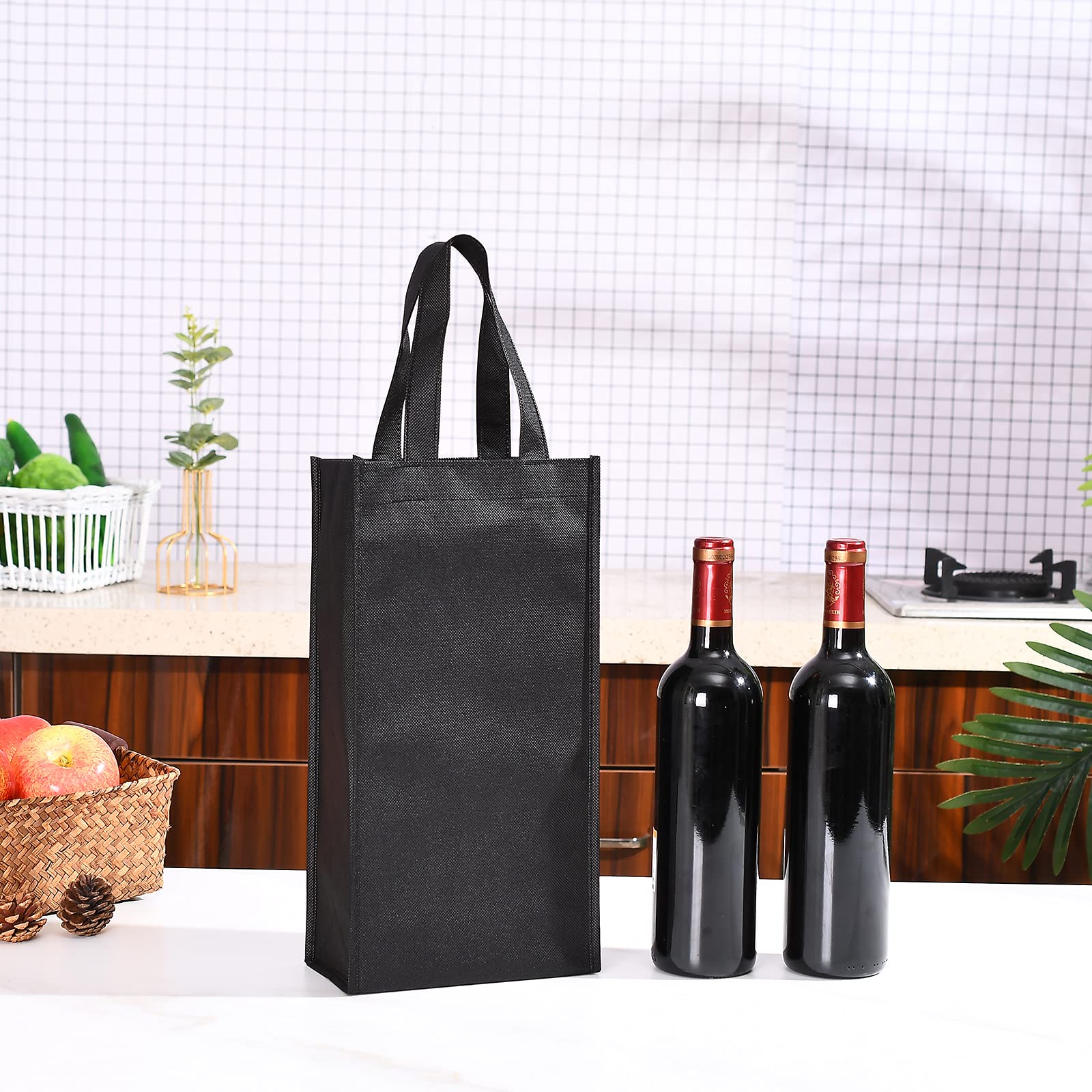 Premium Wine Gift Bags 12 Pack - 2 Bottle Capacity Reusable Non-Woven Fabric with Sturdy Handles - Perfect for Wedding Favors, Birthday Gifts & Holiday Presents