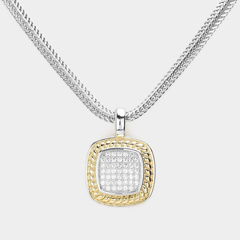 CZ Square Pendant Necklace for Women - Elegant Cubic Zirconia Jewelry Gift for Birthday, Anniversary & Valentine's Day - Perfect for Party, Wedding & Everyday Wear