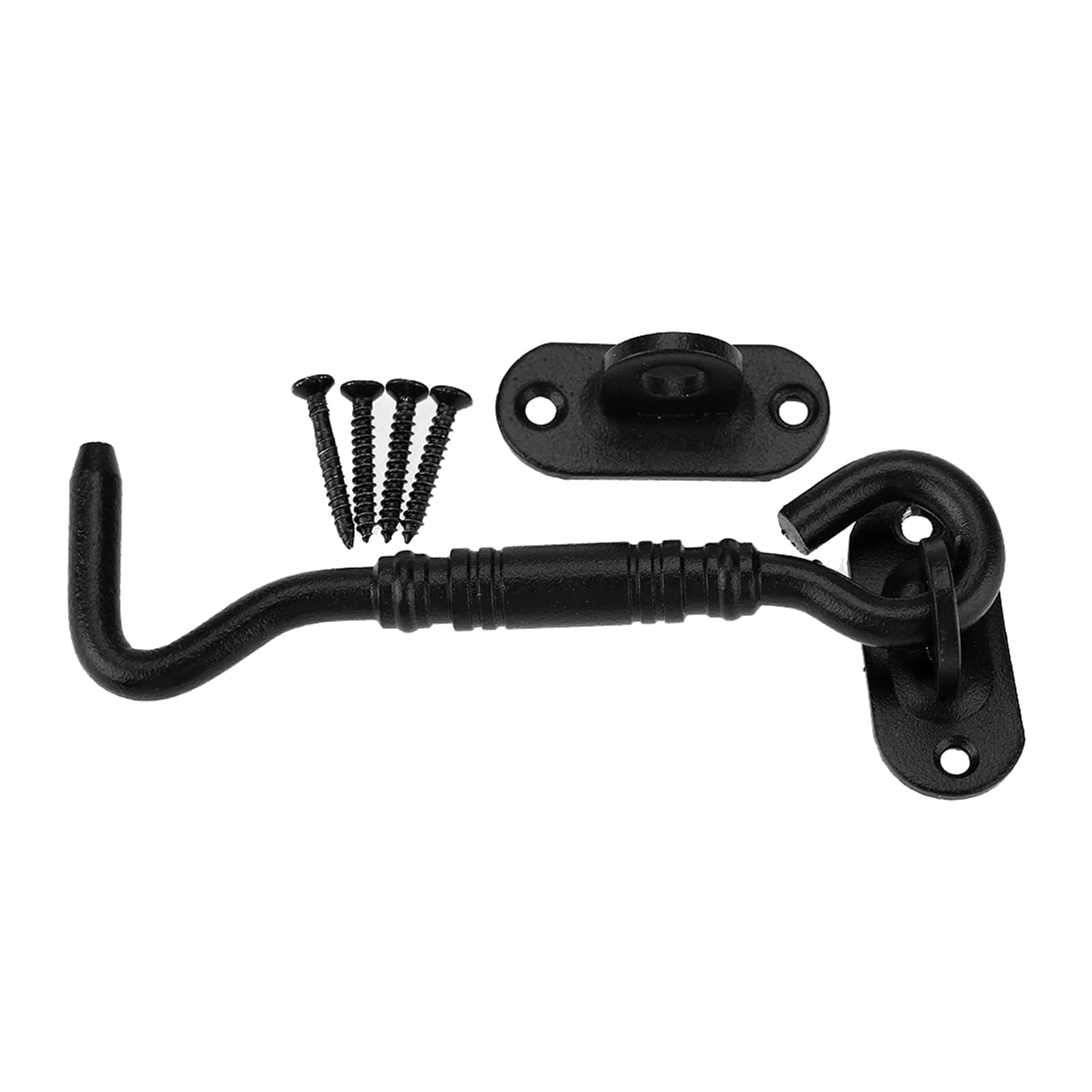 Rust-Resistant Black Door Lock Hook - Easy Install for Cabin, Gate & Shed Doors - Secure Storage Spaces