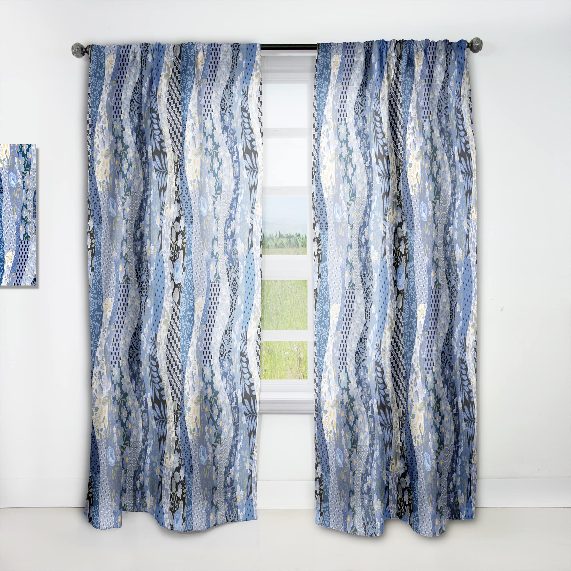 DesignQ Patchwork Rose Pattern Thermal Insulated Curtains - Single Panel 52x108 - Elegant Window Treatments for Bedroom & Living Room | Perfect for Home Decor, Privacy & Energy Efficiency