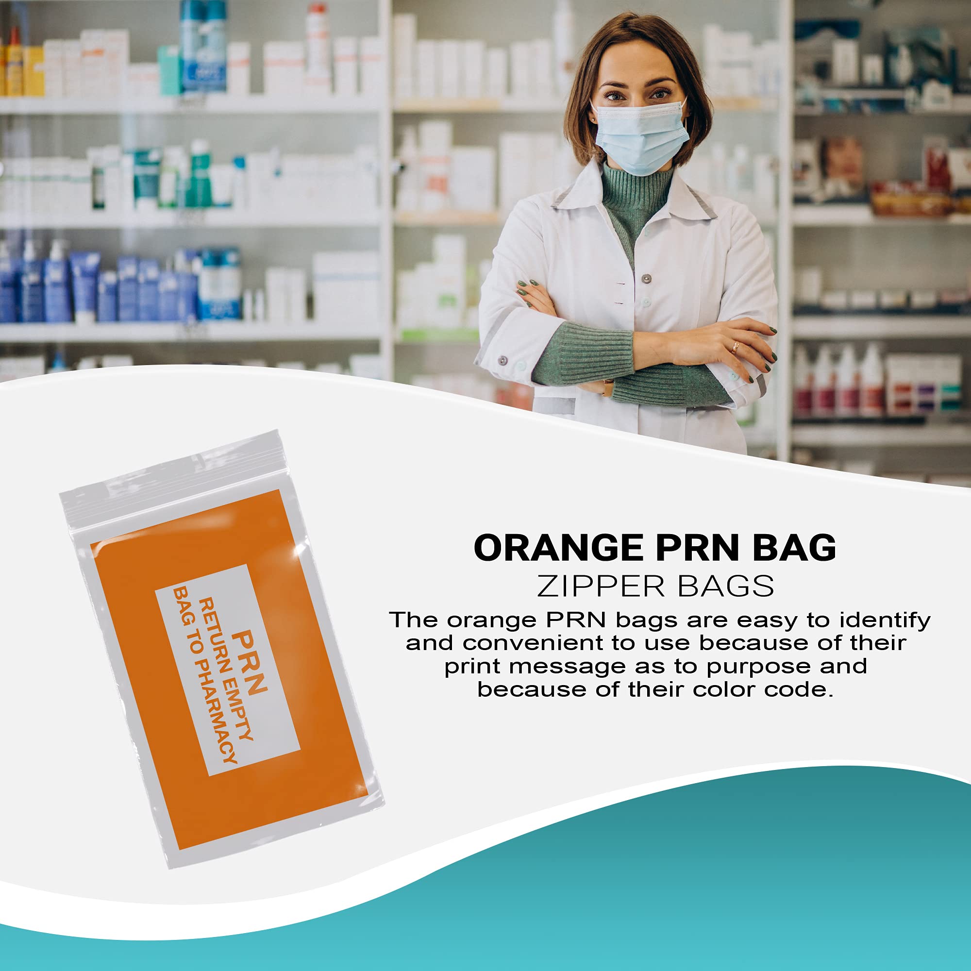 1000 Pack Orange 6x9 Inches 2 Mil Thick Clear Zipper PRN Bags with Secure Seal Closure | Durable Polyethylene Medical Bags for Pharmacy, Hospital, First Aid Kit & Home Healthcare Supplies