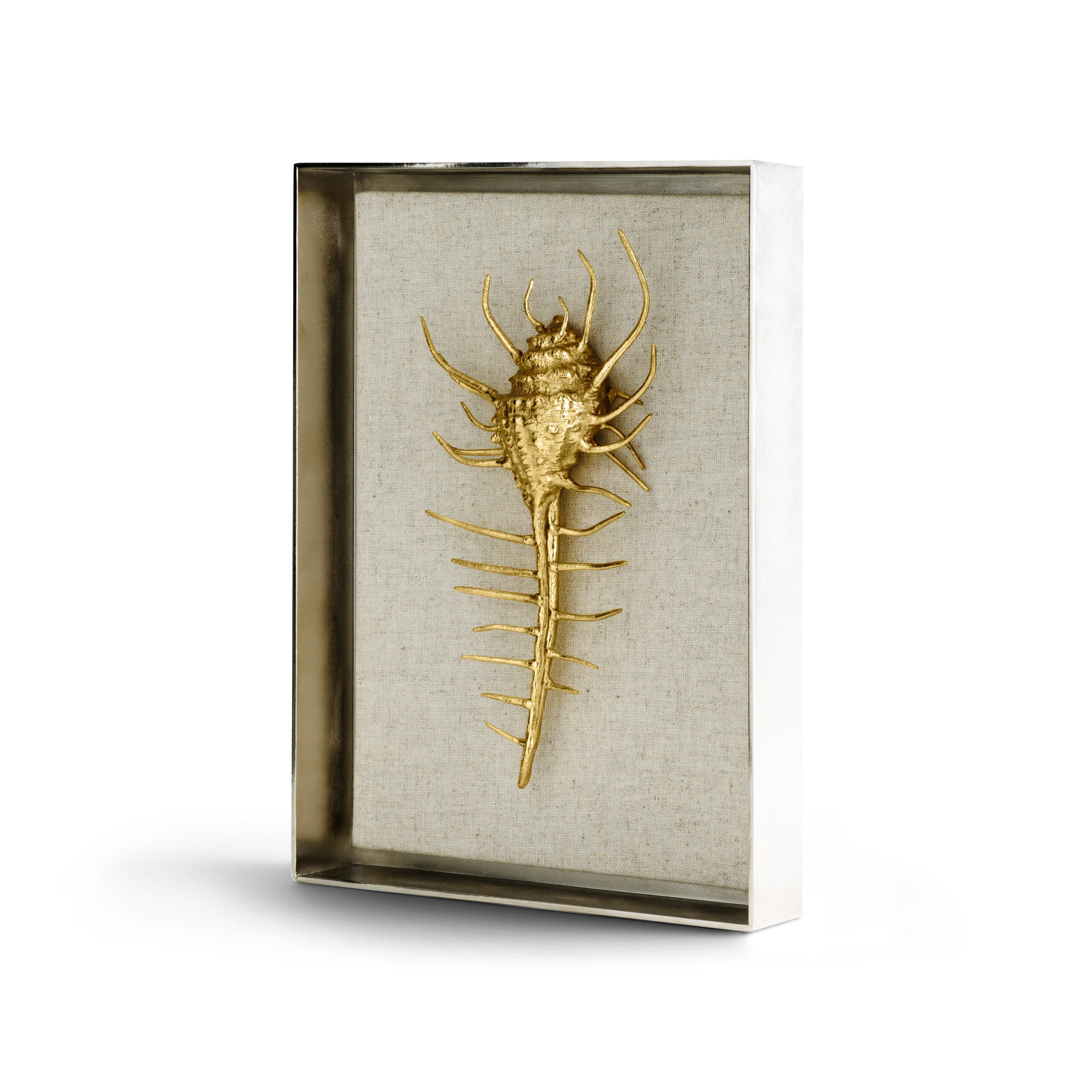 Venus Comb Shell Fabric Shadow Box - Handmade Seashell Wall Art Decor for Beach House, Coastal Living Room & Bathroom - Perfect for Nautical, Ocean Themed Home Decor