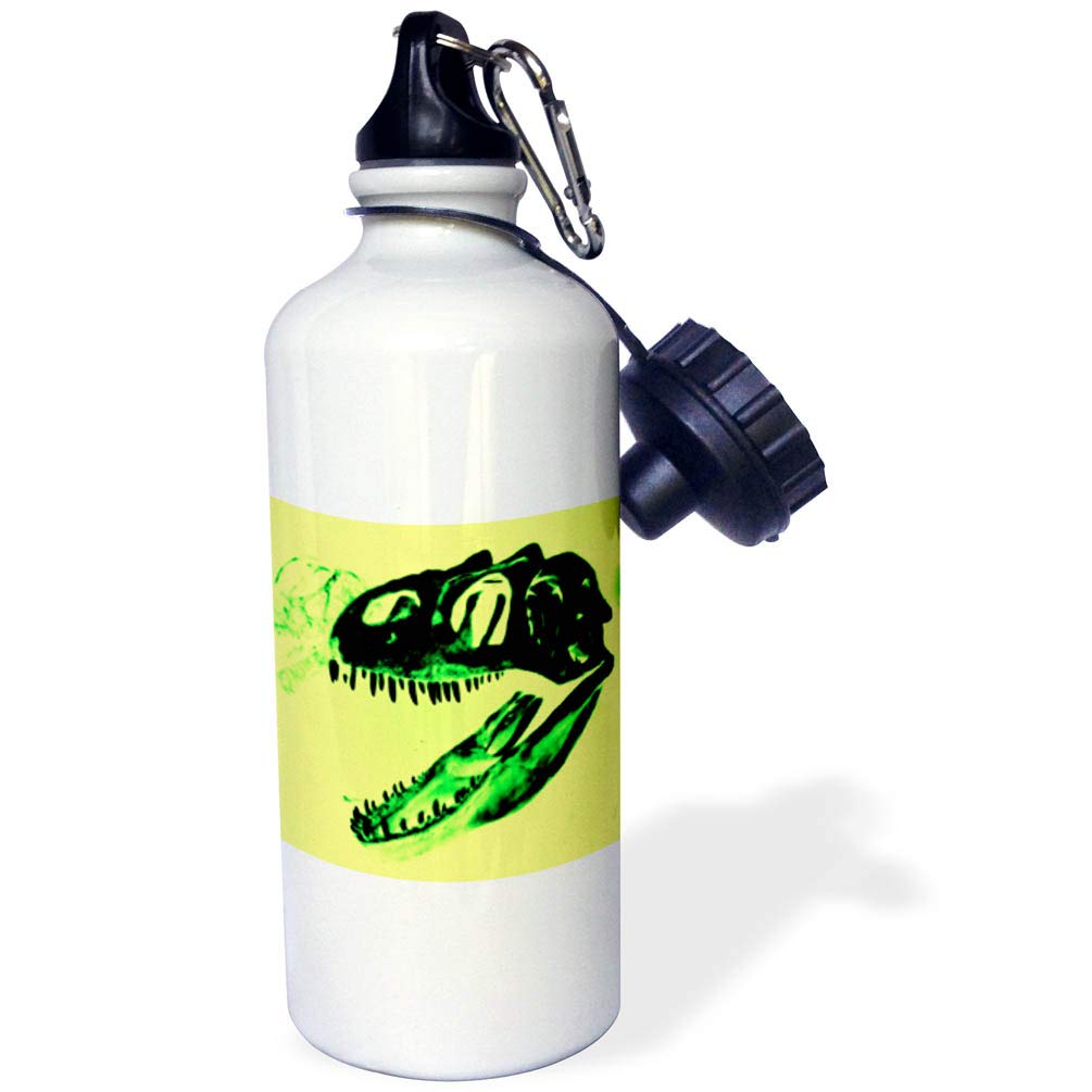 3D Rose Dinosaur Head Sports Water Bottle - 21oz Insulated Stainless Steel Thermos for Gym, Hiking & Outdoor Activities - BPA Free White Water Bottle with Dinosaur Teeth Design