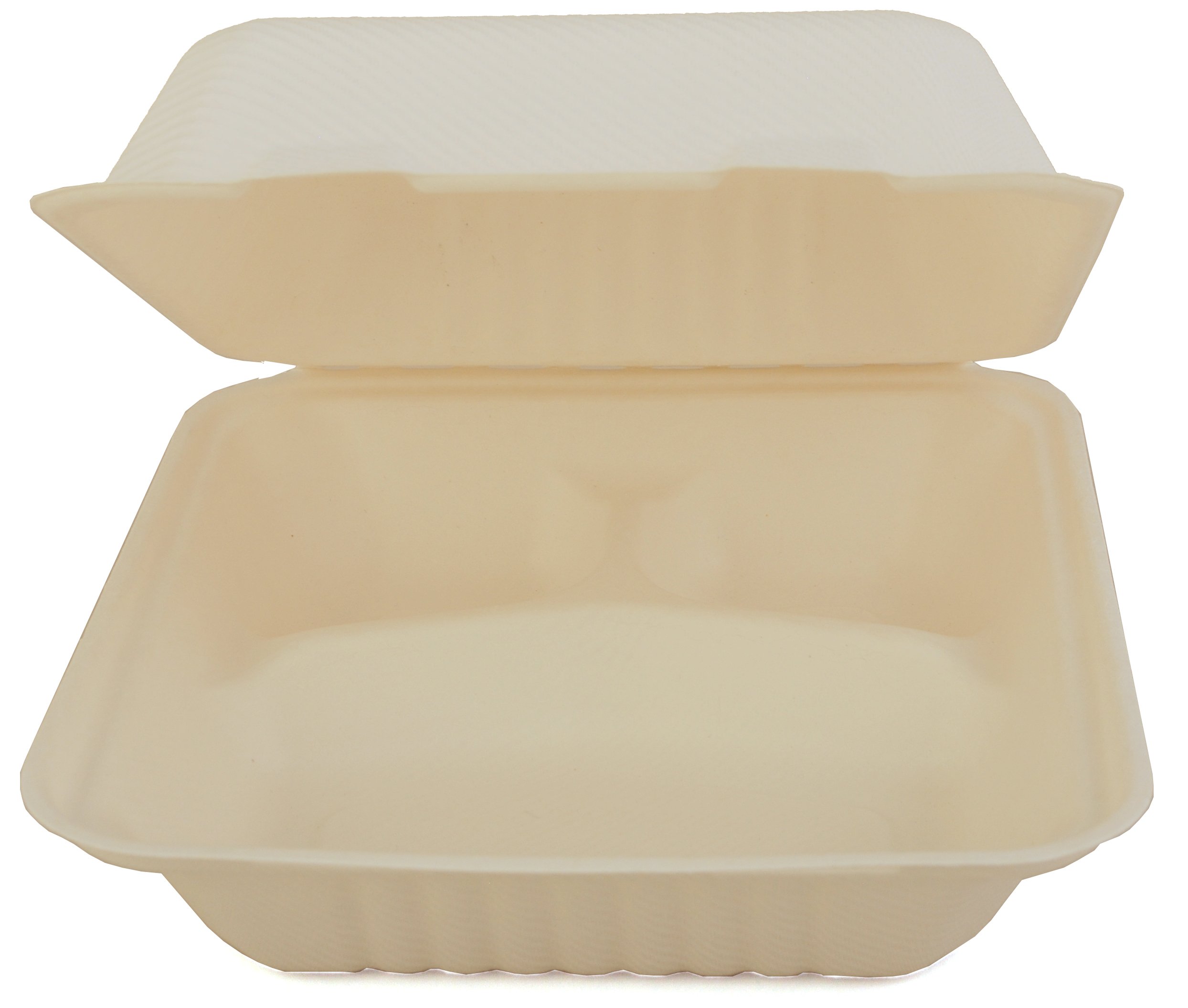 Southern Champion Tray 18930 ChampWare Molded Fiber White 3-Section Clamshell Container, 8
