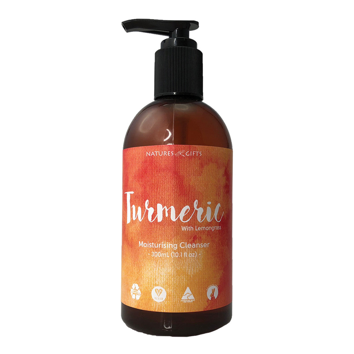 Clover Fields Turmeric & Lemongrass Moisturizing Face Cleanser 300ml - Natural Skincare for Glowing Skin | Daily Use for Acne-Prone & Sensitive Skin