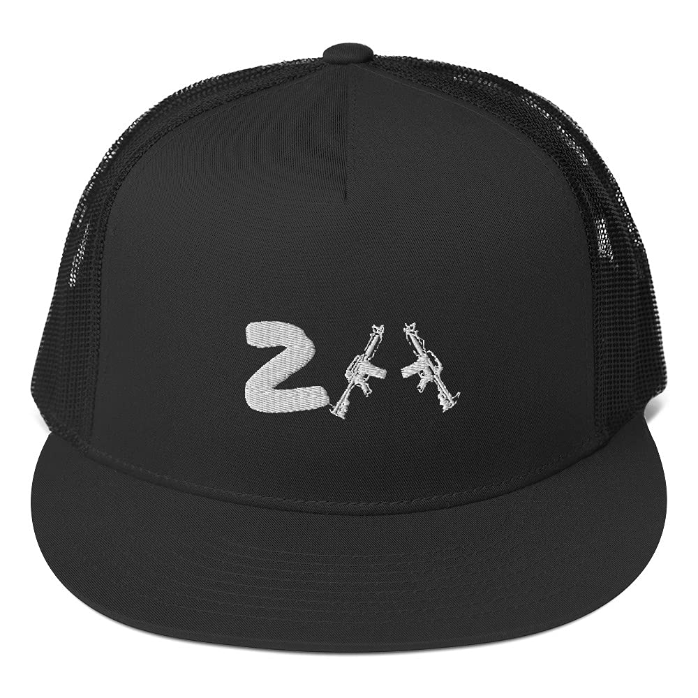 2nd Amendment Hats for Men | Patriotic 2A Baseball Caps - 5 Panel Mesh Trucker Hat with American Flag Design - Perfect for Shooting Range, Hunting & Outdoor Activities