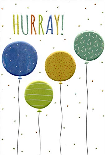 Pictura Four Balloons Hurray Birthday Card - Elegant Greeting Card for Birthdays, Parties & Celebrations - Perfect for Friends, Family & Colleagues