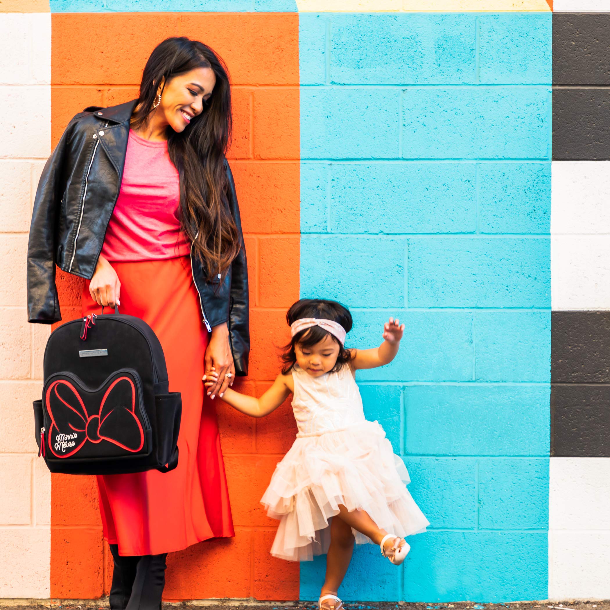 Petunia Pickle Bottom District Backpack - Signature Minnie Print Diaper Bag for Women, Stylish Baby Carrier with Multiple Pockets | Perfect for Moms, Travel, Daycare & Everyday Use