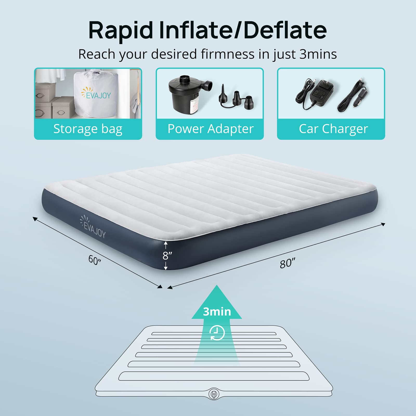 Evajoy Queen Air Mattress for Camping - 80