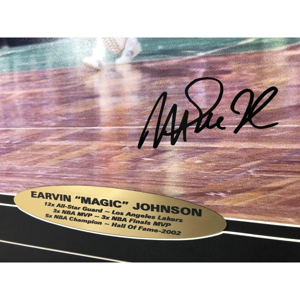 Magic Johnson Signed & Framed Los Angeles Lakers 16x20 Photo with JSA COA - Authentic NBA Basketball Memorabilia - Perfect for Sports Fans, Collectors & Man Cave Decor