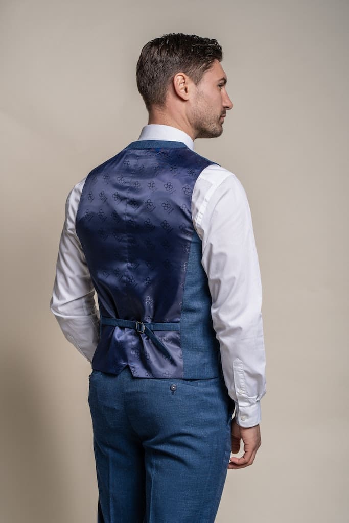 Cavani Miami Blue 3 Piece Suit for Men - Premium Slim Fit Business Suit Set - Perfect for Weddings, Office & Formal Events