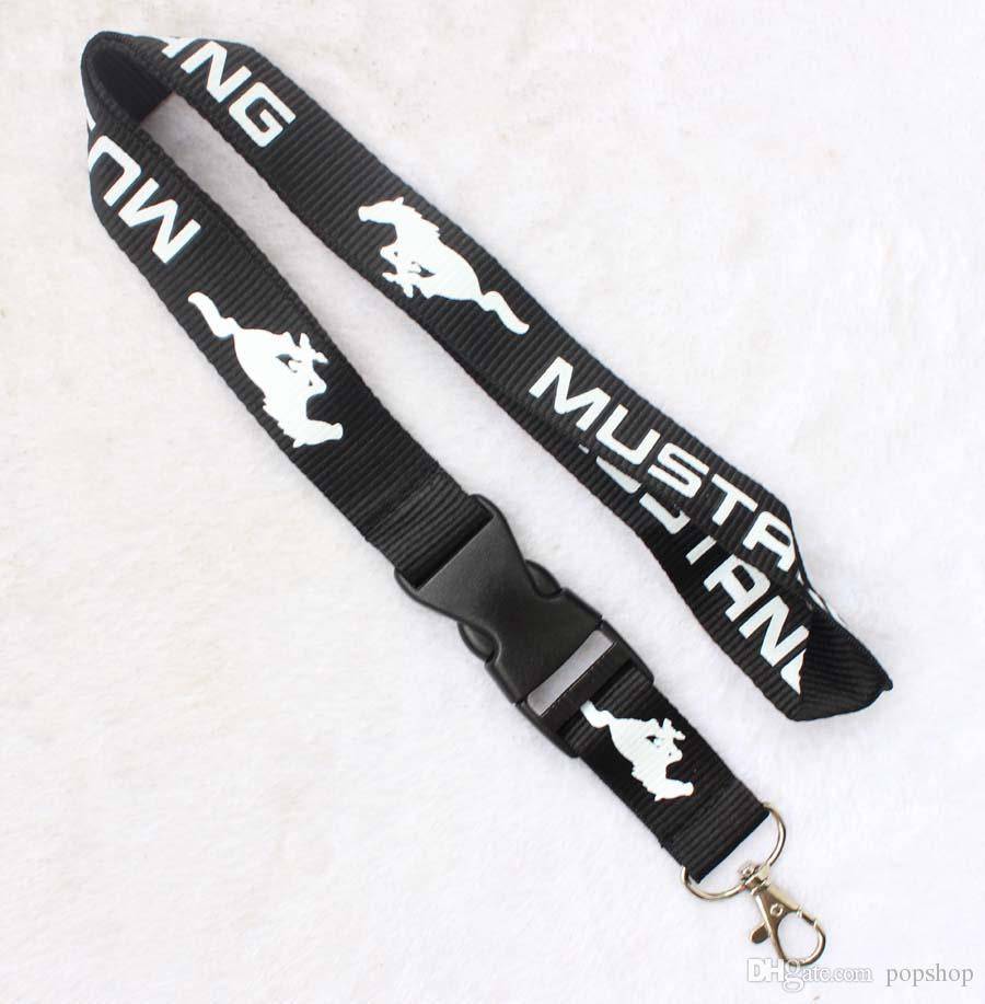 Ford Mustang Lanyard with White Logo - Black Nylon Badge Holder for Keys, ID Cards & Work Badges - Perfect for Car Enthusiasts, Office Use & Events