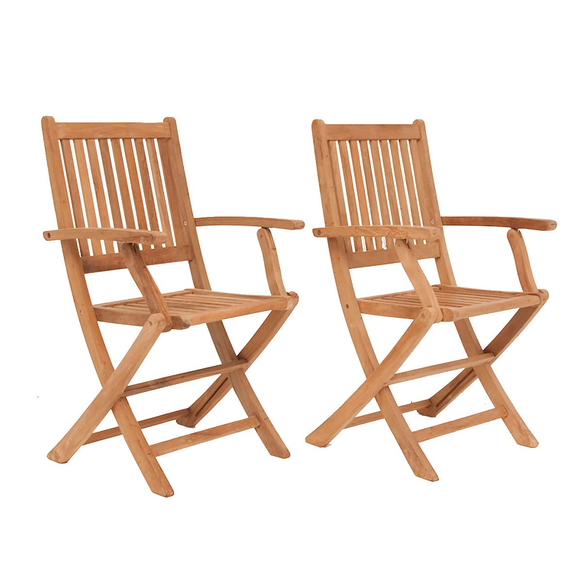 Amazonia London 2-Piece Certified Teak Patio Folding Armchair Set - Outdoor Garden Furniture for Poolside, Deck, and Backyard Relaxation