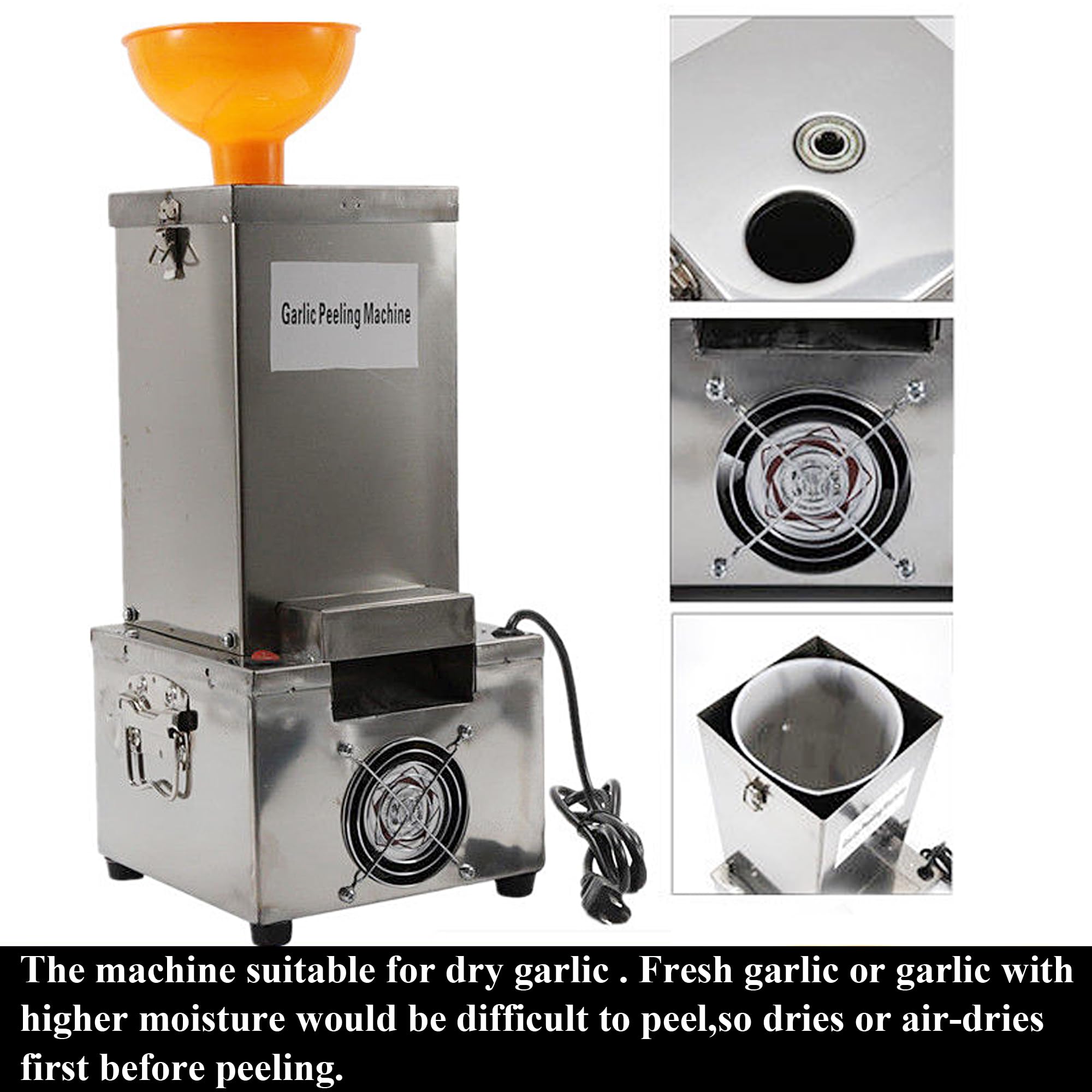Electric Garlic Peeler Machine - Stainless Steel Commercial Automatic Garlic Peeling & Separator - 110V Garlic Processor for Kitchen, Restaurant, Hotel & Home Use - Perfect for Bulk Cooking, Meal Prep & Food Processing