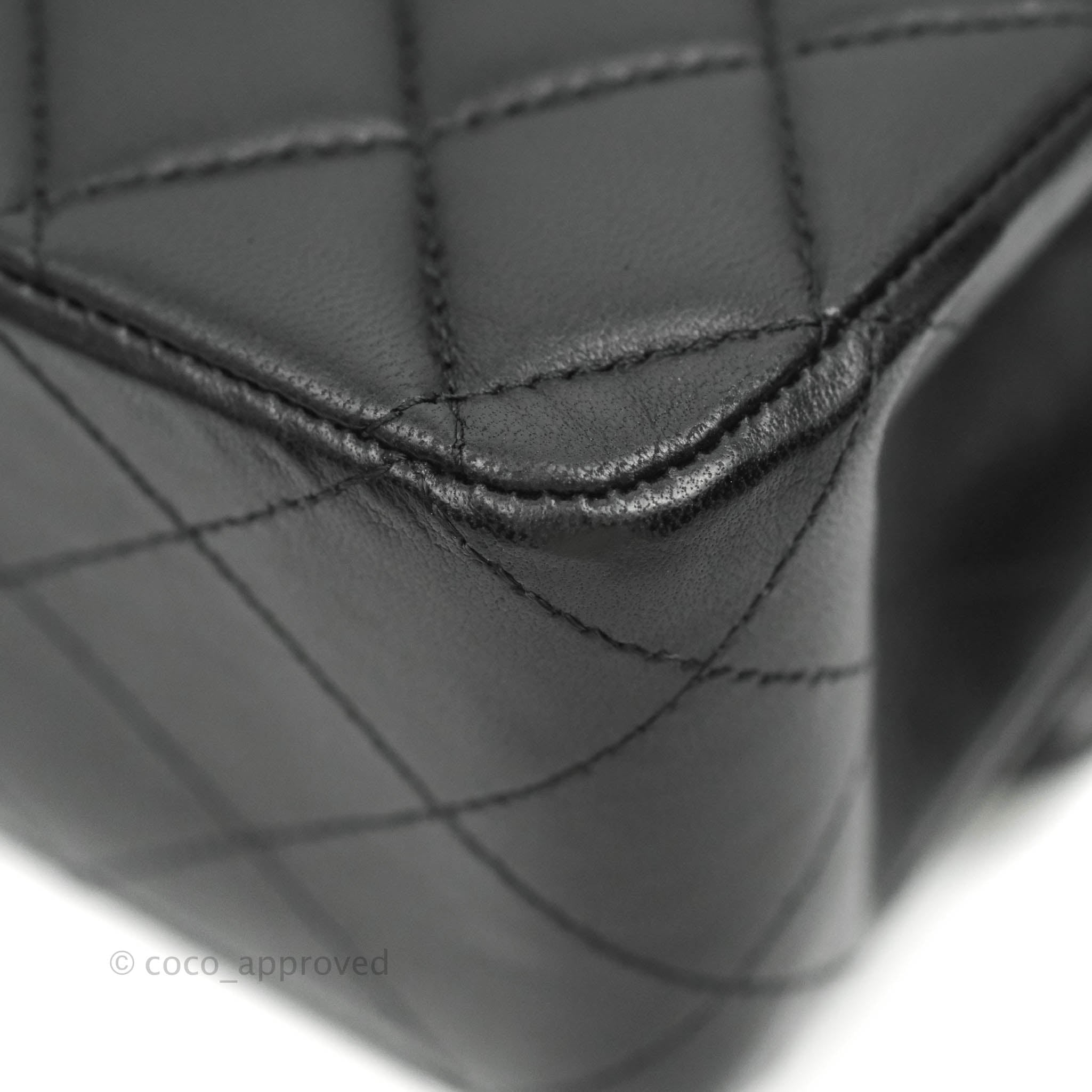 Chanel Classic M/L Medium Double Flap Bag - Black Lambskin Leather with Silver Hardware | Luxury Handbag for Women, Perfect for Work, Evening & Special Occasions