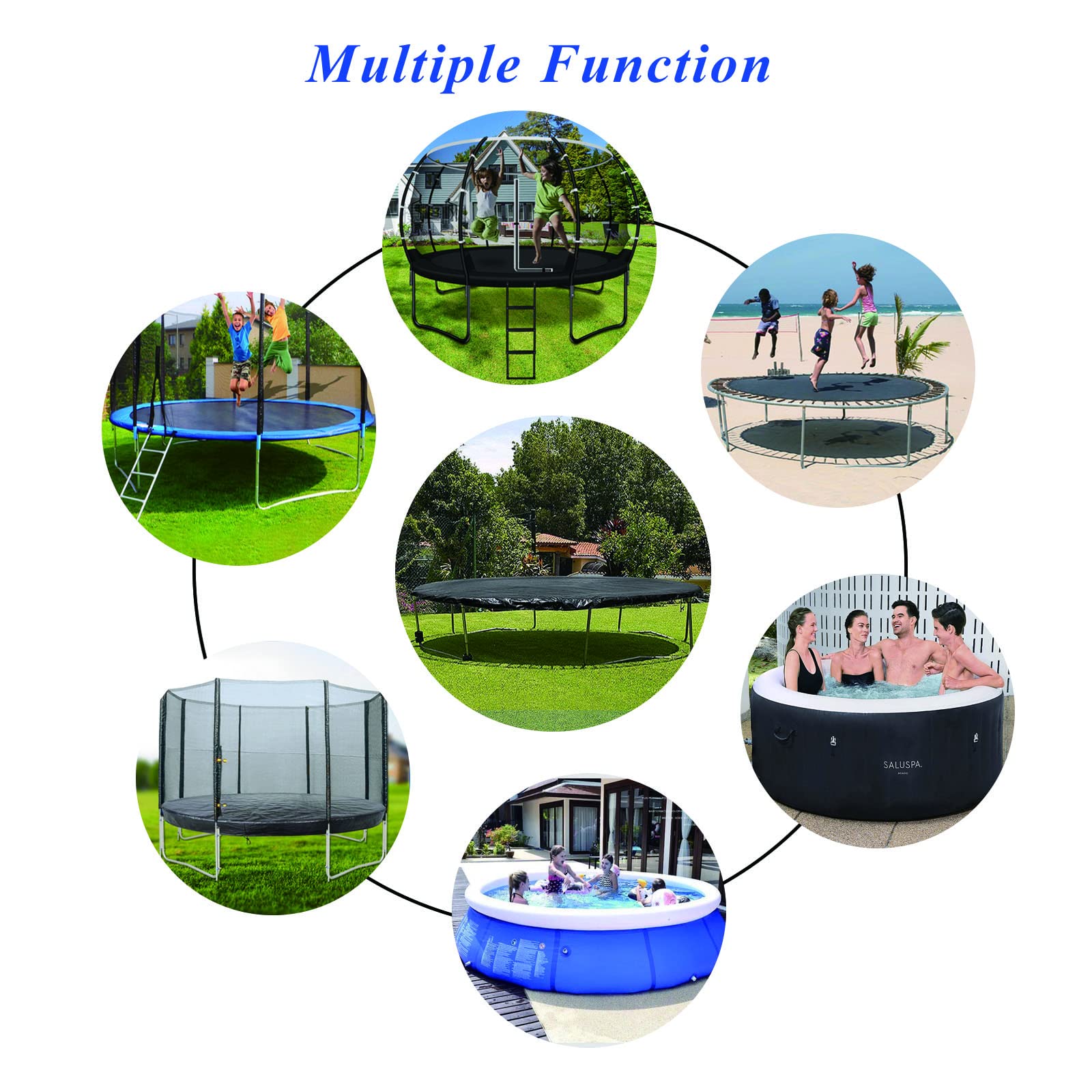 8Ft Round Inflatable Pool Cover for Above Ground Pools - Quick Installation, Waterproof & Dustproof - Prevents Waterlogging & Debris - Heavy Duty Blue Swimming Pool Cover for Summer, Winter Protection & Easy Maintenance