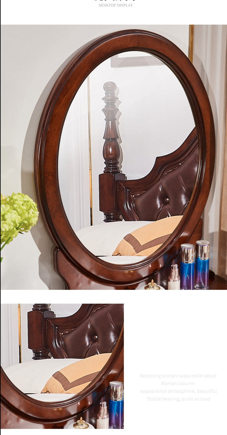 CHARLOTTE Hilton American Country Style Vanity Dressing Table with Mirror - Perfect for Bedroom Makeup & Jewelry Organization