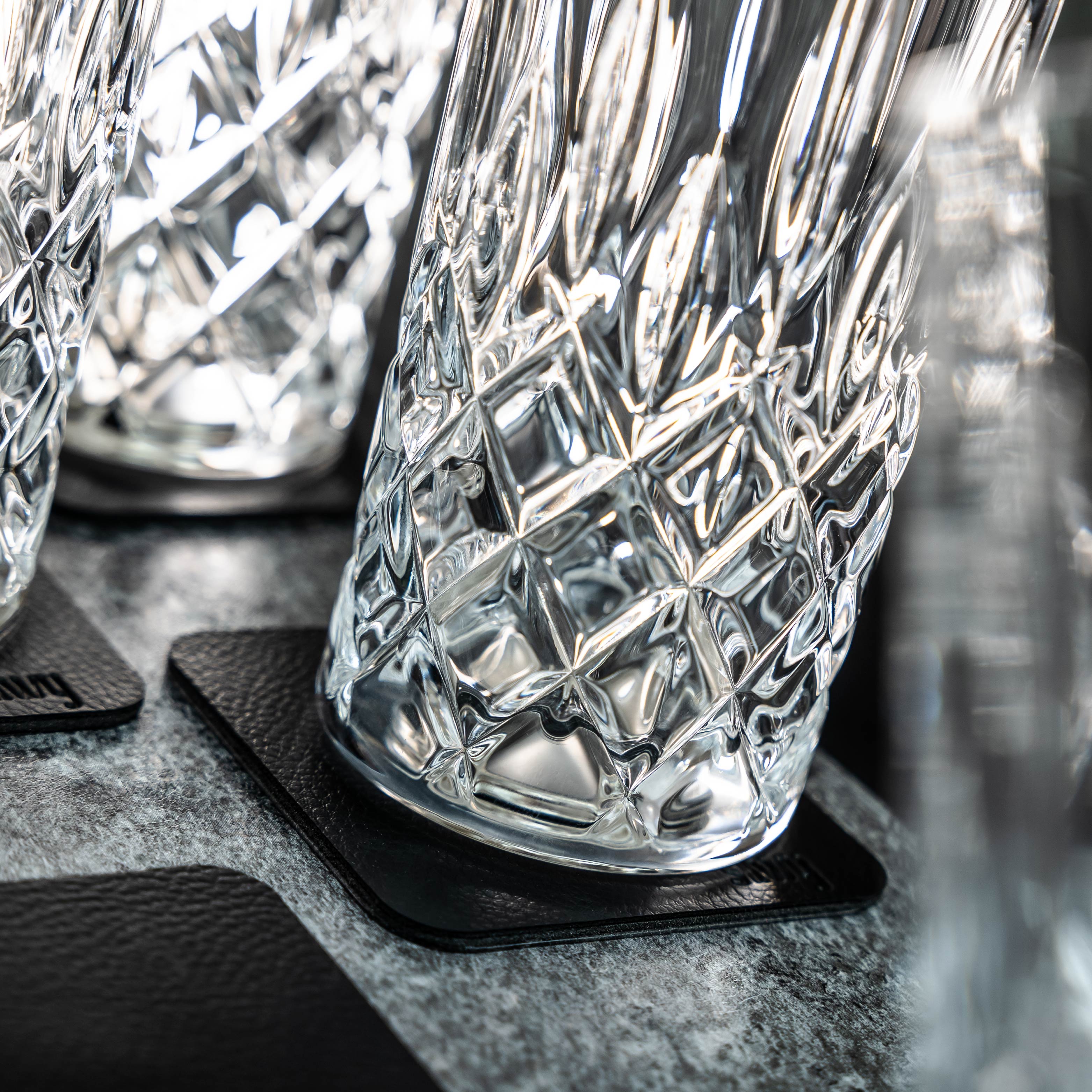 Premium Crystal Long Drink Glasses with Magnet Base - Elegant Barware for Cocktails, Iced Tea, and Beverages - Perfect for Home Bars, Parties, and Gifts
