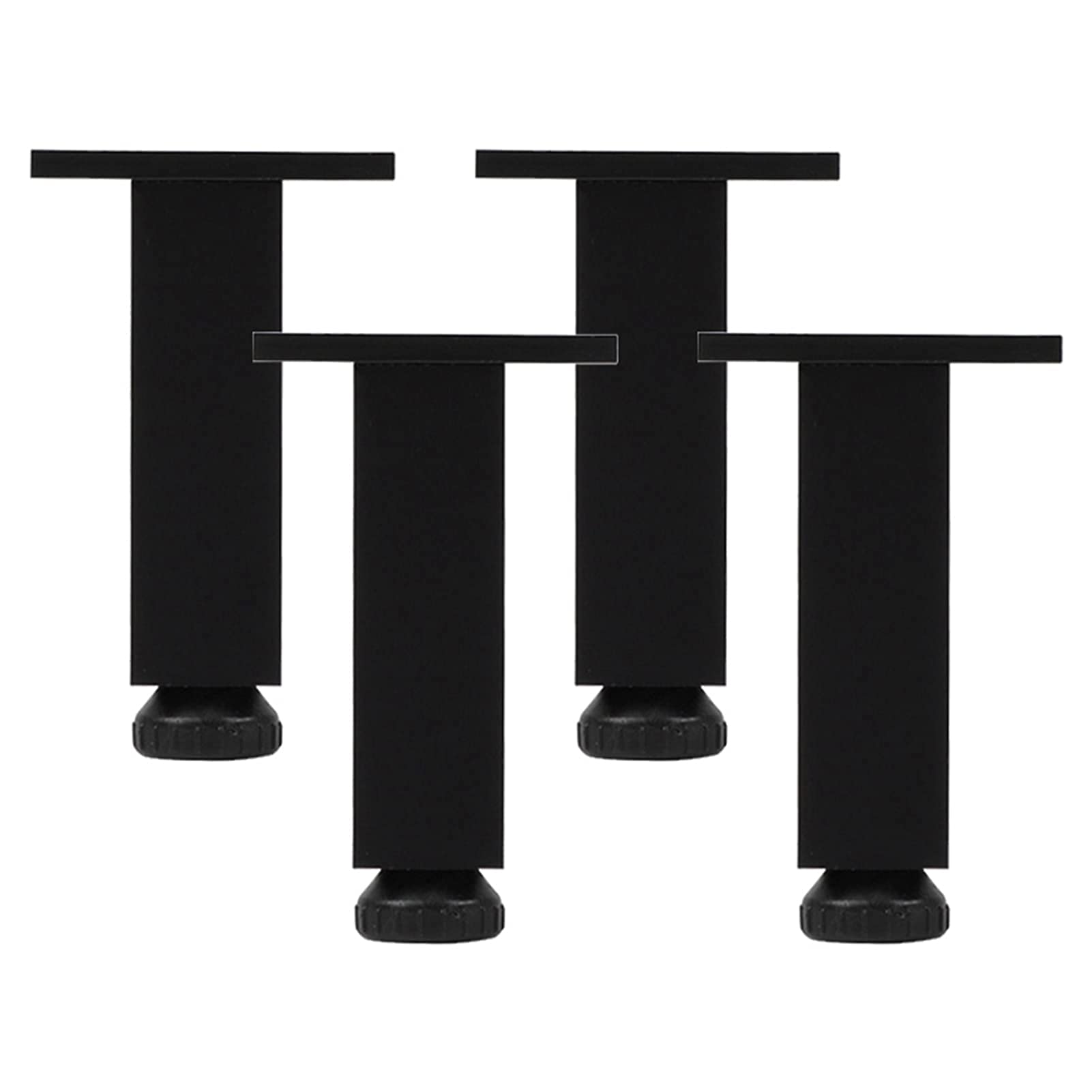 Adjustable Furniture Legs 4 Pack - Aluminum Alloy Cabinet Feet Replacement with 0-10mm Height Adjustment - Perfect for Sofa, Couch, Armchair, TV Stand & Cabinets (Black, 12cm/5in) - Ideal for Home Office, Living Room & Bedroom Furniture Upgrades