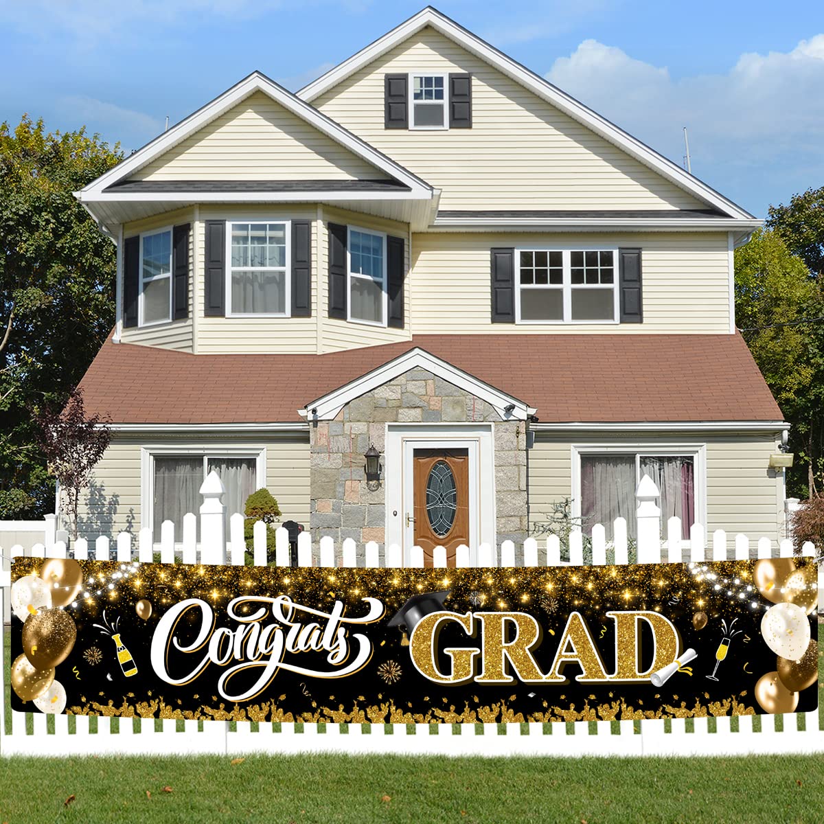 2025 Graduation Party Decorations - Congrats Grad Yard Sign Banner for Class of 2025 - Outdoor Lawn Decor for High School & College Graduation Celebrations