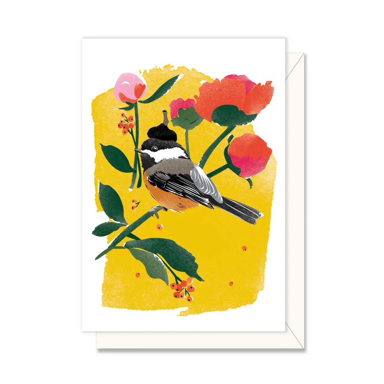 Chickadee & Peonies Mini Greeting Card Set - Elegant Floral Bird Note Cards for Thank You Notes, Wedding Invitations & Special Occasions