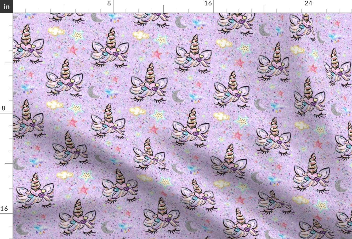 Unicorn Hearts Purple Confetti Printed Minky Fabric by The Yard - Soft Plush Material for Sewing Baby Blankets, Quilt Backing & DIY Crafts - Perfect for Nursery Decor, Gift Making & Home Projects