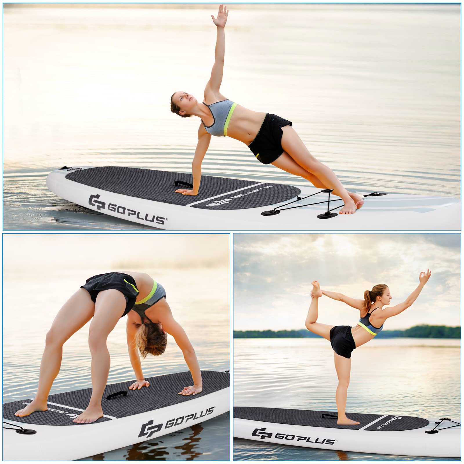 Goplus 10' Inflatable Stand Up Paddle Board (SUP) with Adjustable Paddle, Carry Bag, Manual Pump & Repair Kit - 6