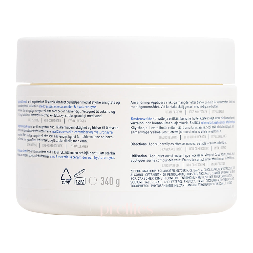 CeraVe Moisturizing Cream 340g | Daily Face & Body Moisturizer for Dry Skin | Fragrance-Free, Non-Comedogenic | Ideal for Sensitive Skin Care Routine & Eczema Relief