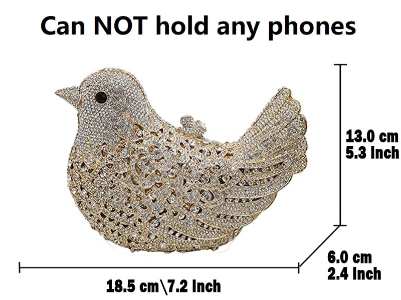 Elegant Crystal Rhinestone Pigeon Clutch Bag for Women - Luxury Evening Purse, Wedding Party Handbag, Mini Size | Perfect for Prom, Cocktail Events & Special Occasions