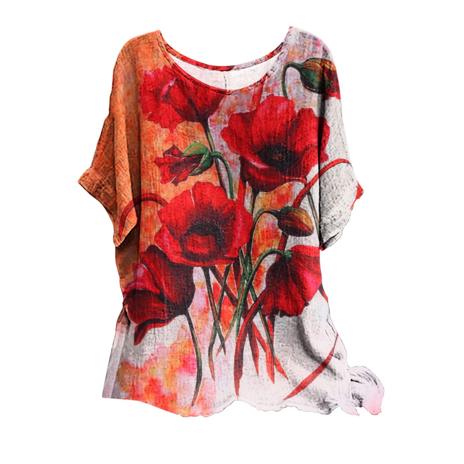 Women's Casual T-Shirts - Cute Printed Summer Tee, Loose Fit Plus Size Short Sleeve Blouse, Sexy & Comfortable Tunic Top for Everyday Wear, Beach Outings & Date Nights