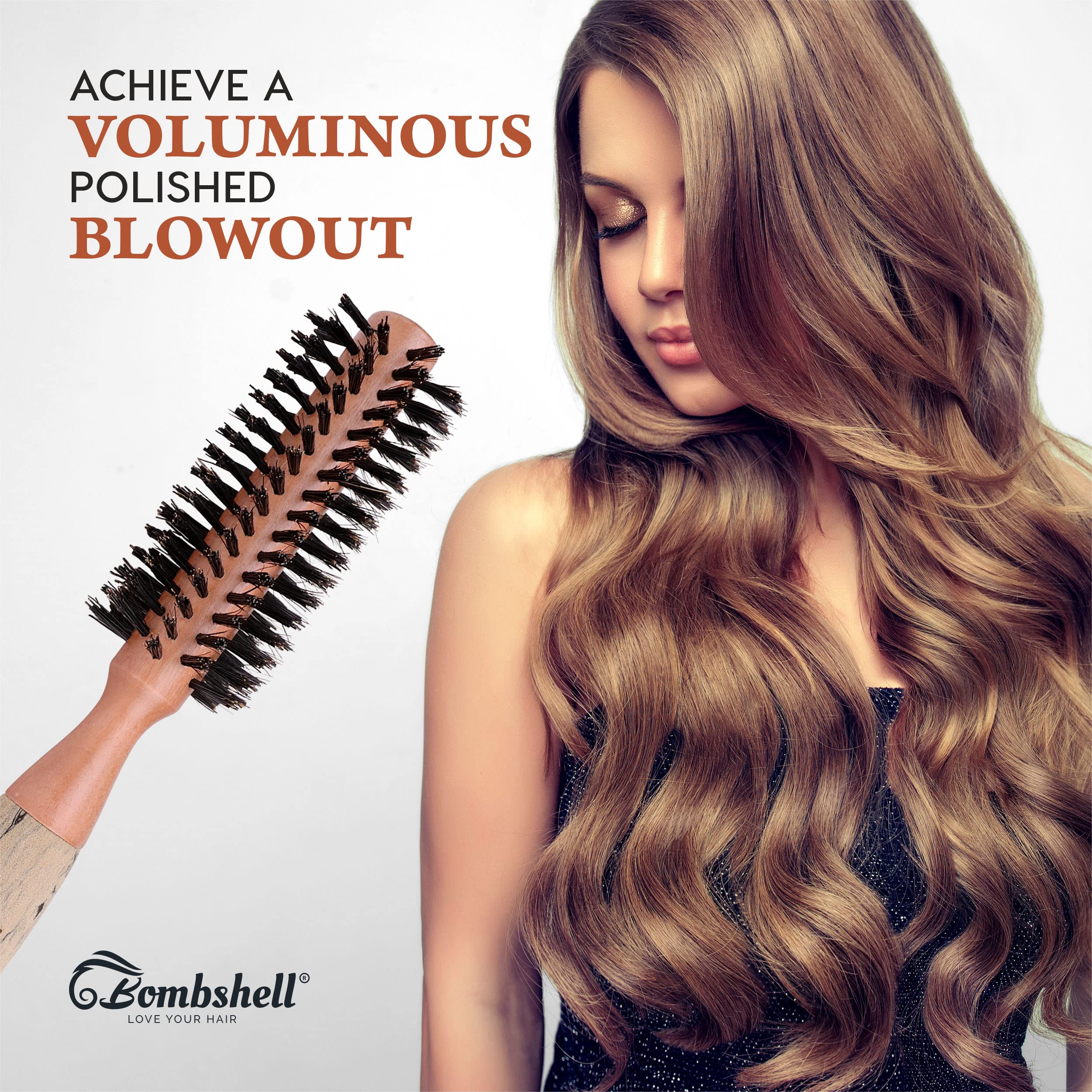 Bombshell Birch Wood Round Brush – Eco-Friendly Boar Bristle Hair Brush with Natural Birch Handle for Styling, Blowouts & Curling | 1.75 Inch Round Hair Brush for Salon-Quality Smoothing & Volume | Perfect for Home Styling & Professional Use
