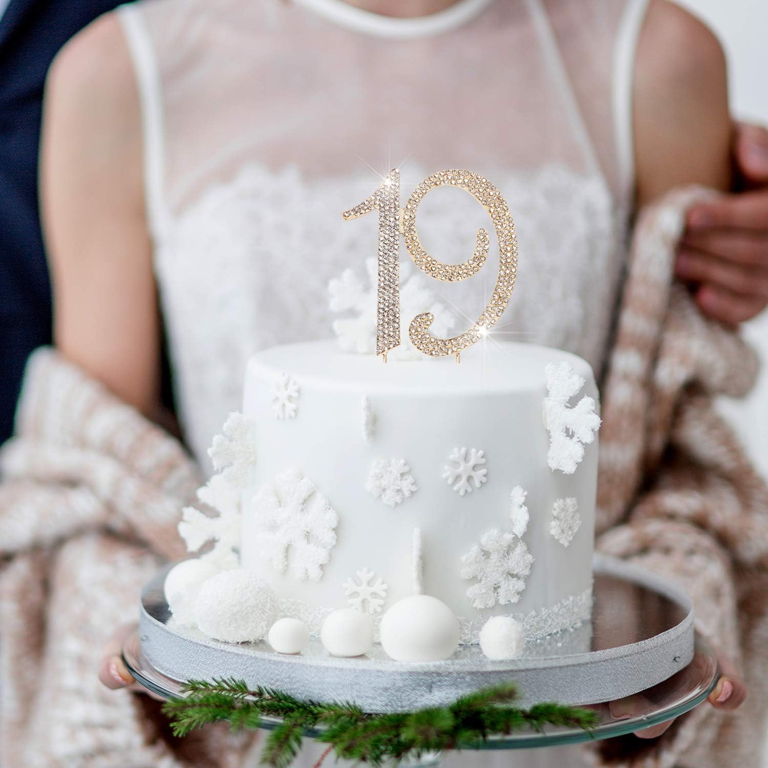19th Birthday Cake Topper - Bling Crystal Rhinestone Gold Party Decorations | Best Keepsake Gift for 19th Birthday Celebrations, Sweet 16, Anniversary & Special Occasions