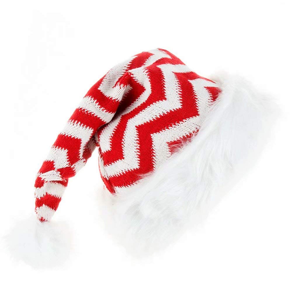 Festive OLLULL Knit Santa Hat for Adults & Women - Red and White Christmas Beanie for Holiday Parties, Xmas Photos & Winter Celebrations