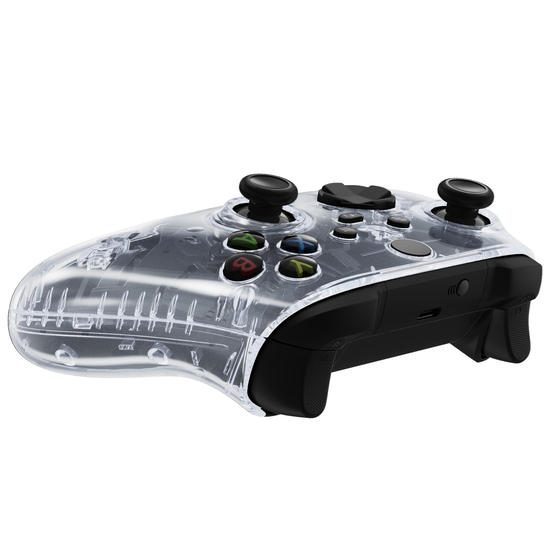 eXtremeRate Clear Transparent Replacement Front Housing Shell with Side Rails Panels for Xbox Series X & S Controller - DIY Gaming Accessory for Custom Mods & Enhanced Grip