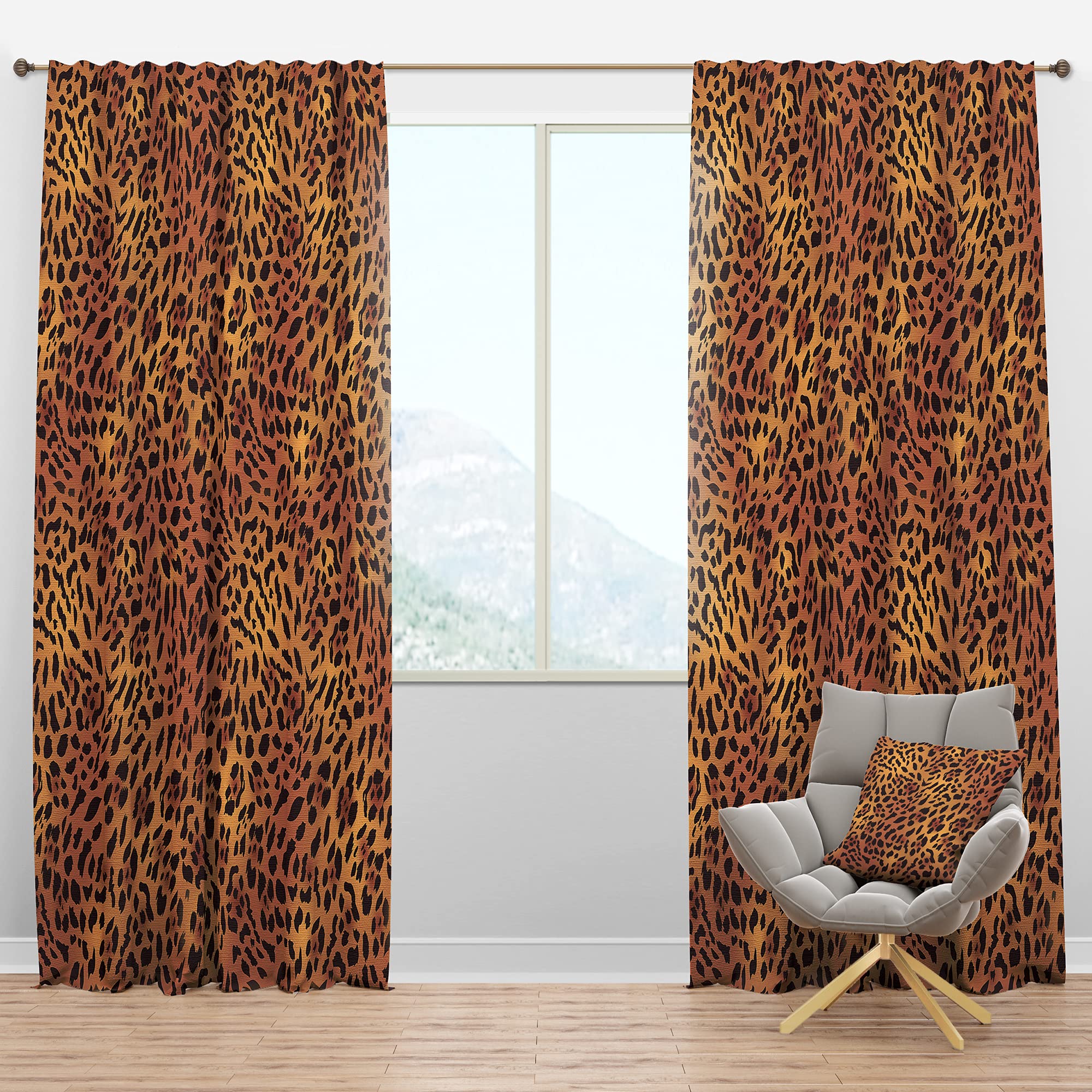DesignQ Blackout Curtains 'Leopard Fur Safari III' - Thermal Insulated Single Panel (52x90 inches) for Bedroom & Living Room - Soundproof Window Drapes for Better Sleep & Energy Savings