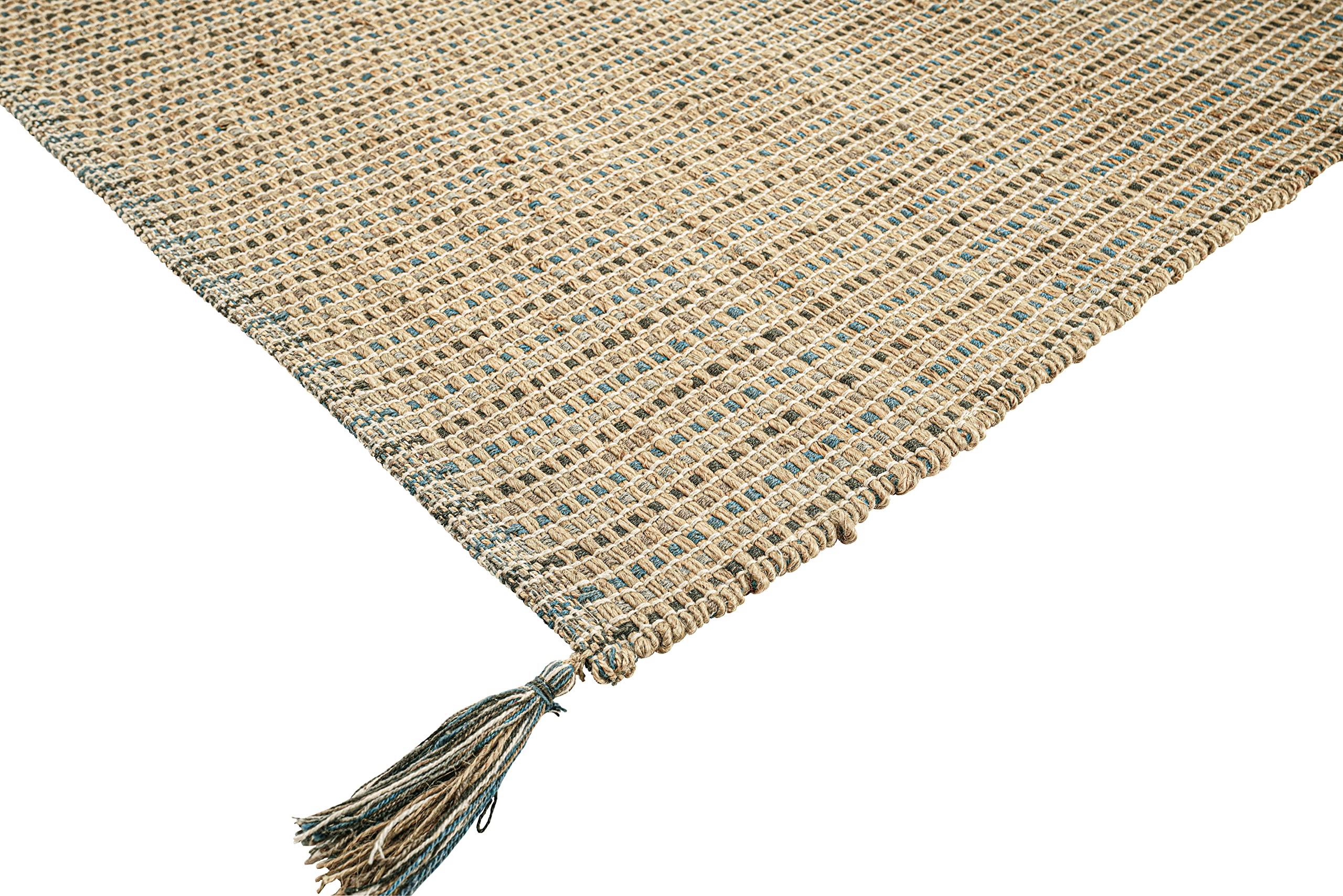 Handmade Manila Hemp & Cotton Natural Fiber Rug – Easy Maintenance, 8' x 10' Ocean Blue – Perfect for Living Room, Bedroom & Family Room Floors | Eco-Friendly Home Decor for Coastal & Boho Style Interiors