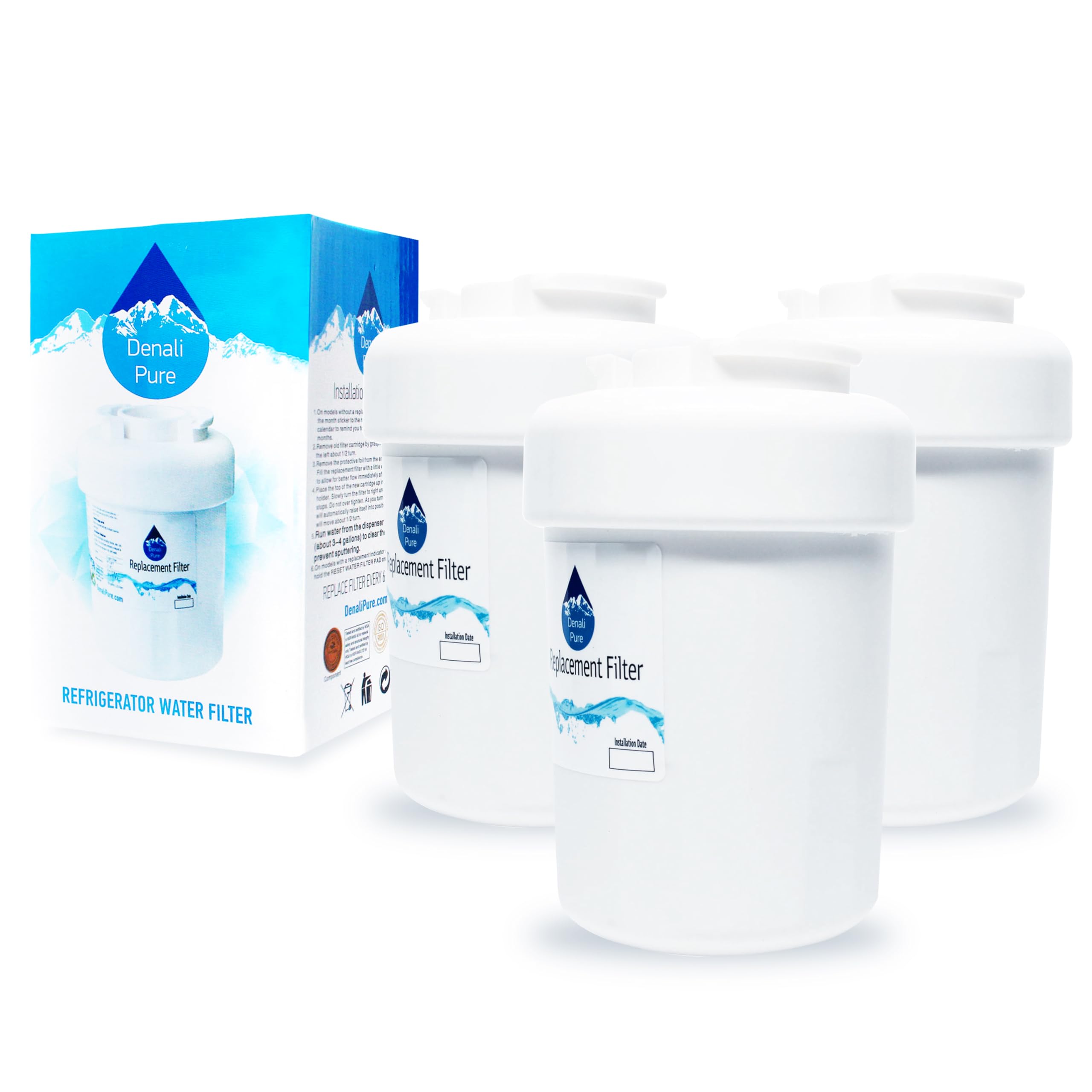 3-Pack GE GSHF5KGXDCBB Refrigerator Water Filter Replacement - Compatible with GE MWF & MWFP Fridge Filters | Pure Water for Drinking, Ice Maker & Cooking