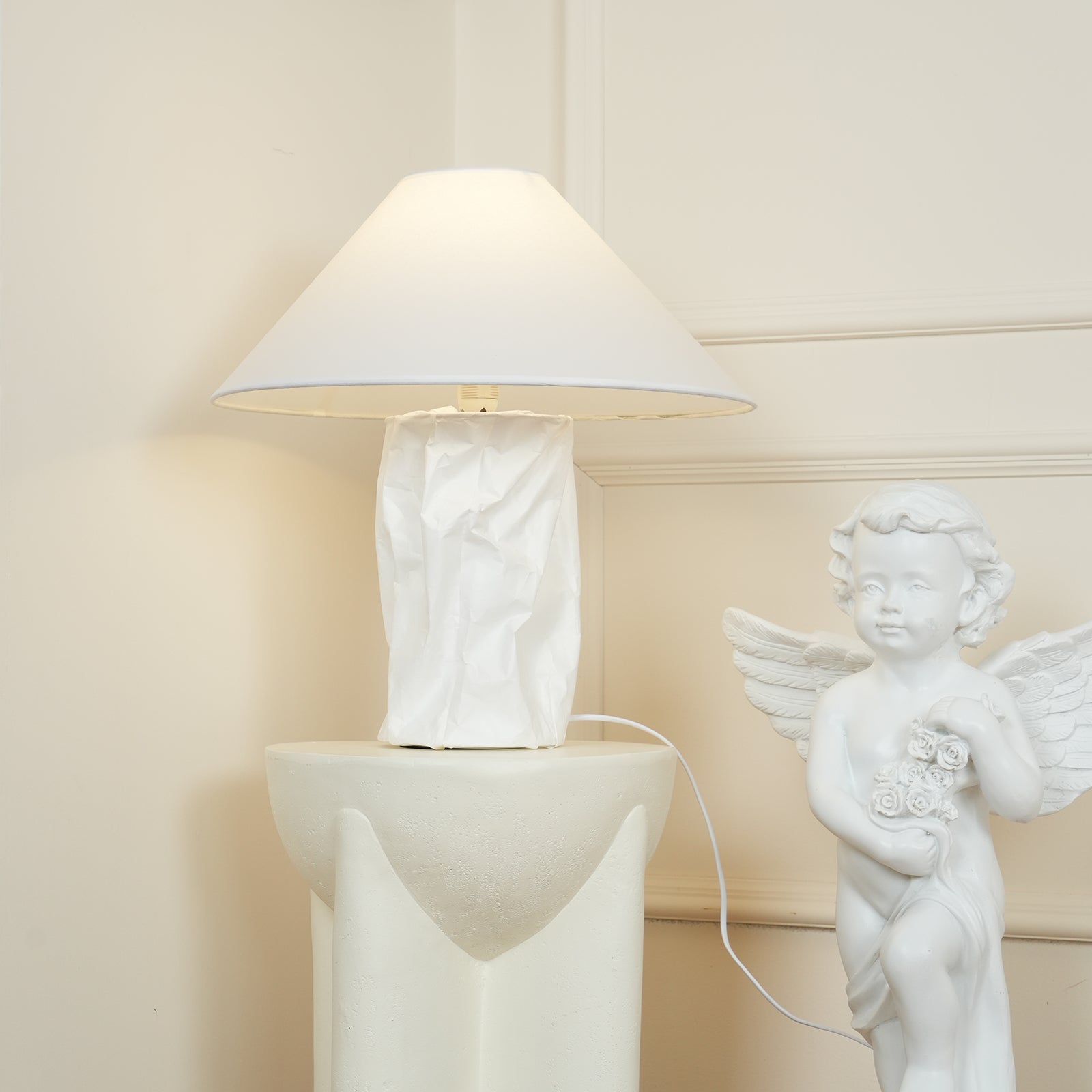 Crinkle Paper Table Lamp - Modern Decorative LED Light for Bedroom, Living Room & Office - Eco-Friendly Home Decor Gift Idea
