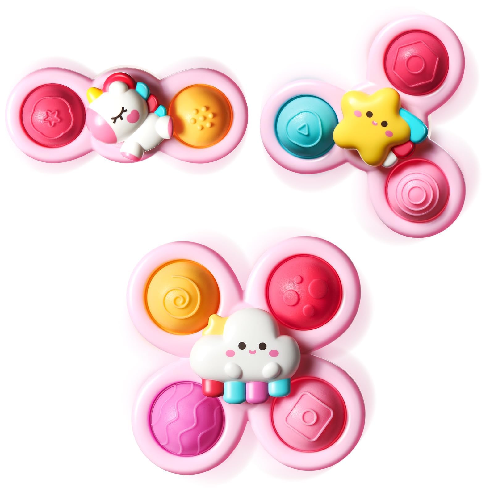 ALASOU 3PCS Pop Suction Cup Spinner Toys for Toddlers 1-3 Years - Sensory Bath Toys & Novelty Spinning Tops for 1 Year Old Boys Girls - Perfect Baby Shower Gift & 12-18 Month Birthday Present - Fun Learning Toy for Bathtime, Playtime & Early Childhood Development