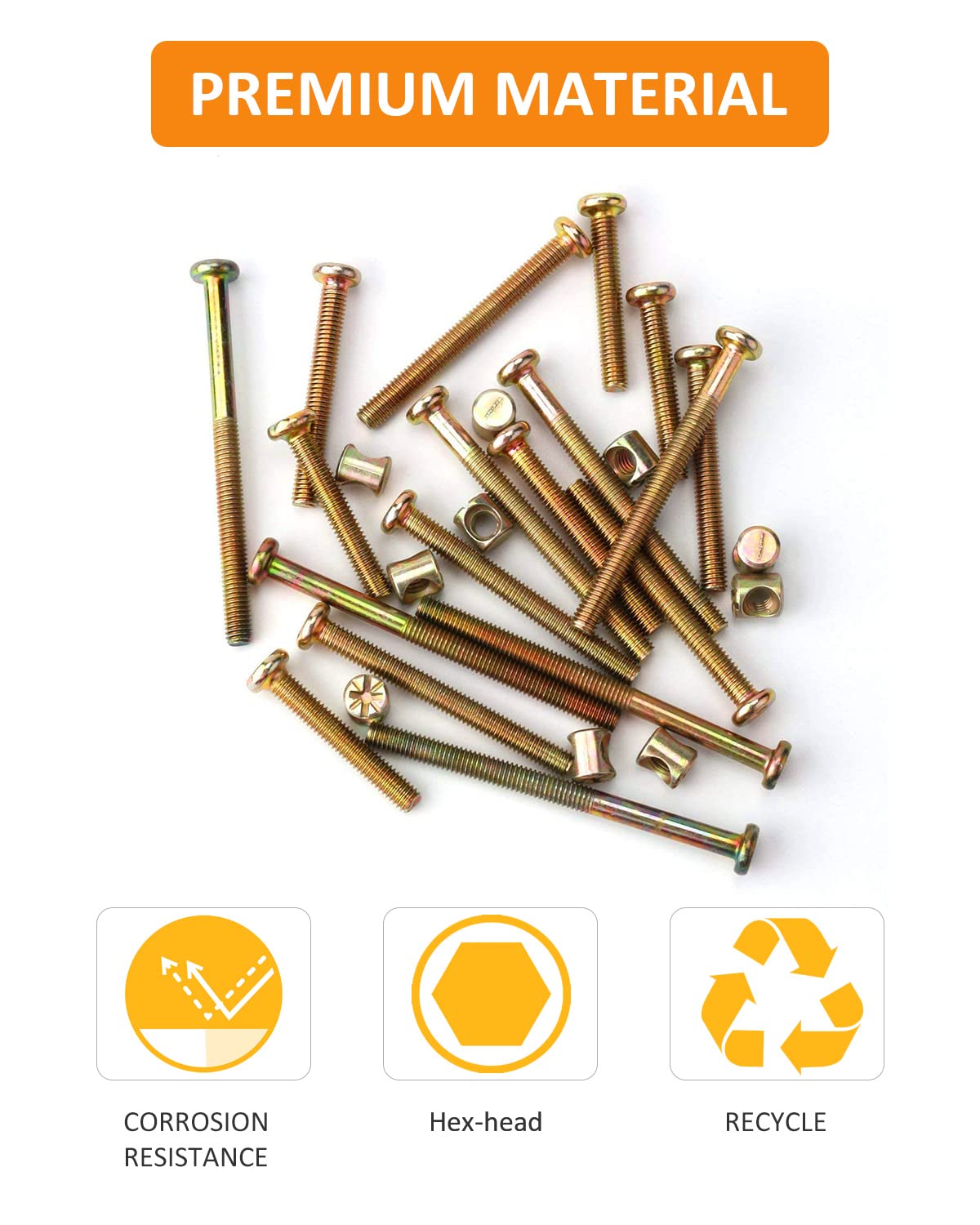 Baby Crib Screws Replacement Kit - 28pcs M6 Bed Frame Bolts & Nuts Set for Safe Assembly