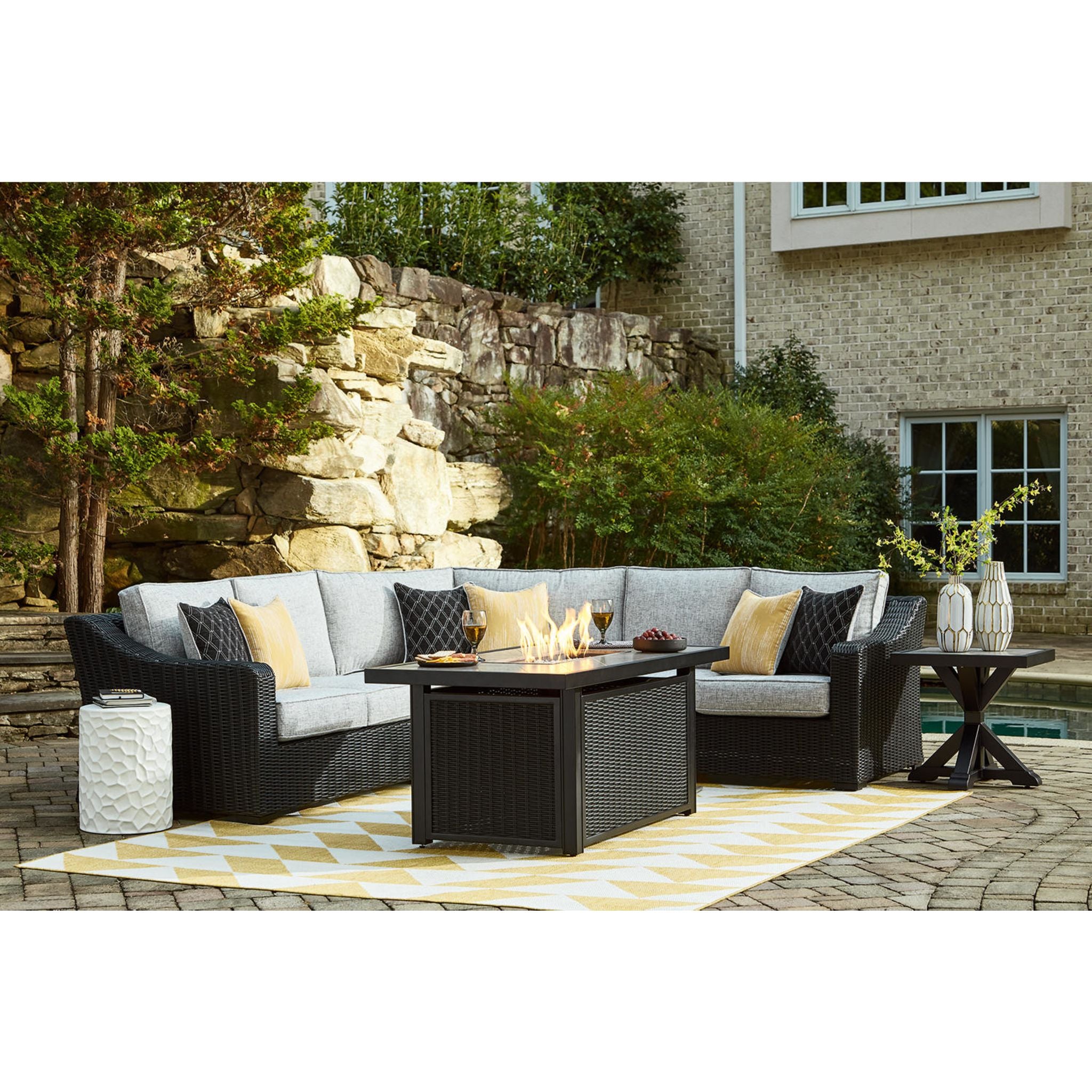 Beachcroft 3-Piece Modular Outdoor Patio Furniture Set - Waterproof Wicker Sofa Sectional with Cushions for Garden, Poolside, Backyard & Balcony