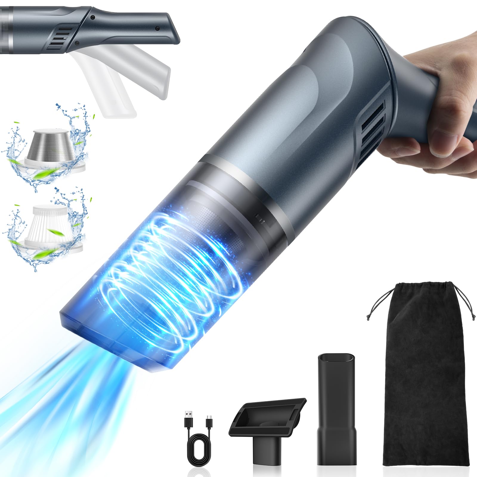 Powerful 15000Pa Cordless Handheld Vacuum Cleaner - Rechargeable, Brushless Motor, Portable for Car & Home Cleaning | Ideal for Pet Hair, Upholstery, and Small Spaces