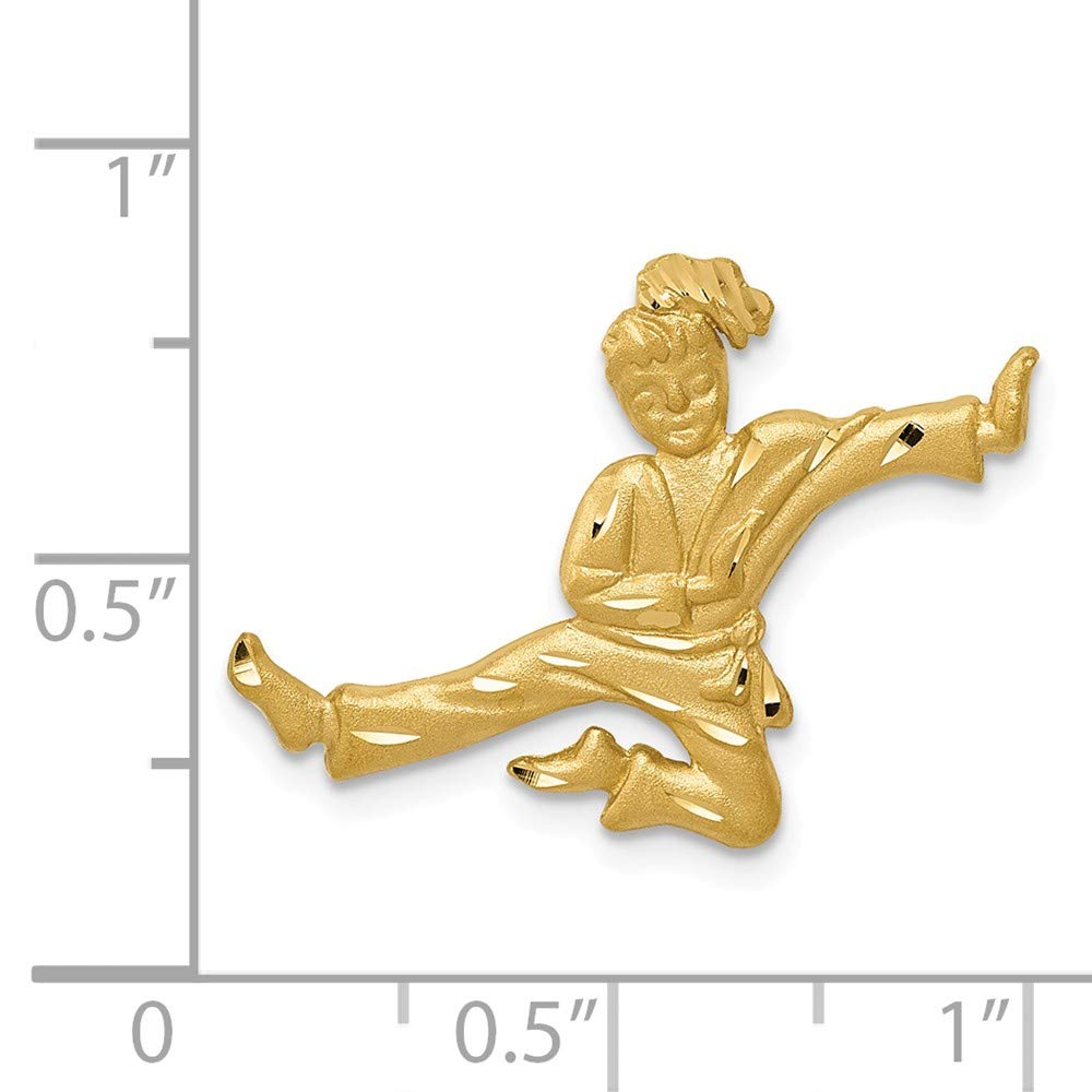 14K Yellow Gold Solid Satin Diamond-Cut Open-Back Karate Charm for Women | Jewelry Gift for Martial Arts Enthusiasts | Perfect for Bracelets, Necklaces & Special Occasions