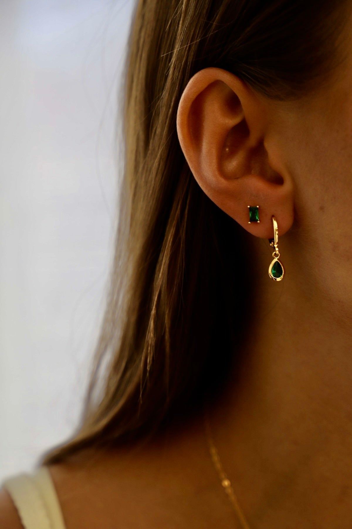 Emerald CZ Stud Earrings - Sparkling Simulated Emerald Earrings for Women | Perfect for Parties, Weddings & Everyday Elegance